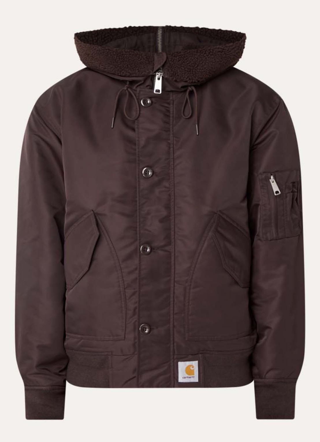 Carhartt WIP Oltera gewatteerde bomberjack met kraag van teddy - voorkant 2 bruin