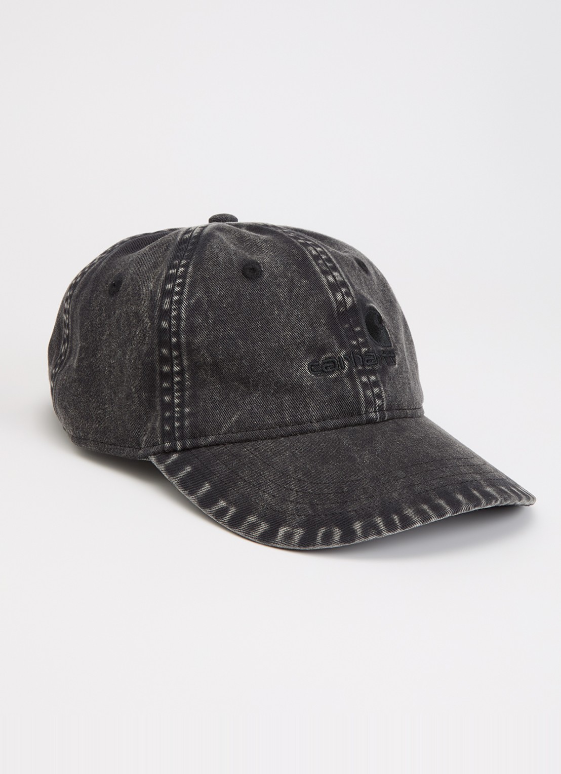 Carhartt WIP Pet van denim met logoborduring - voorkant 2 zwart