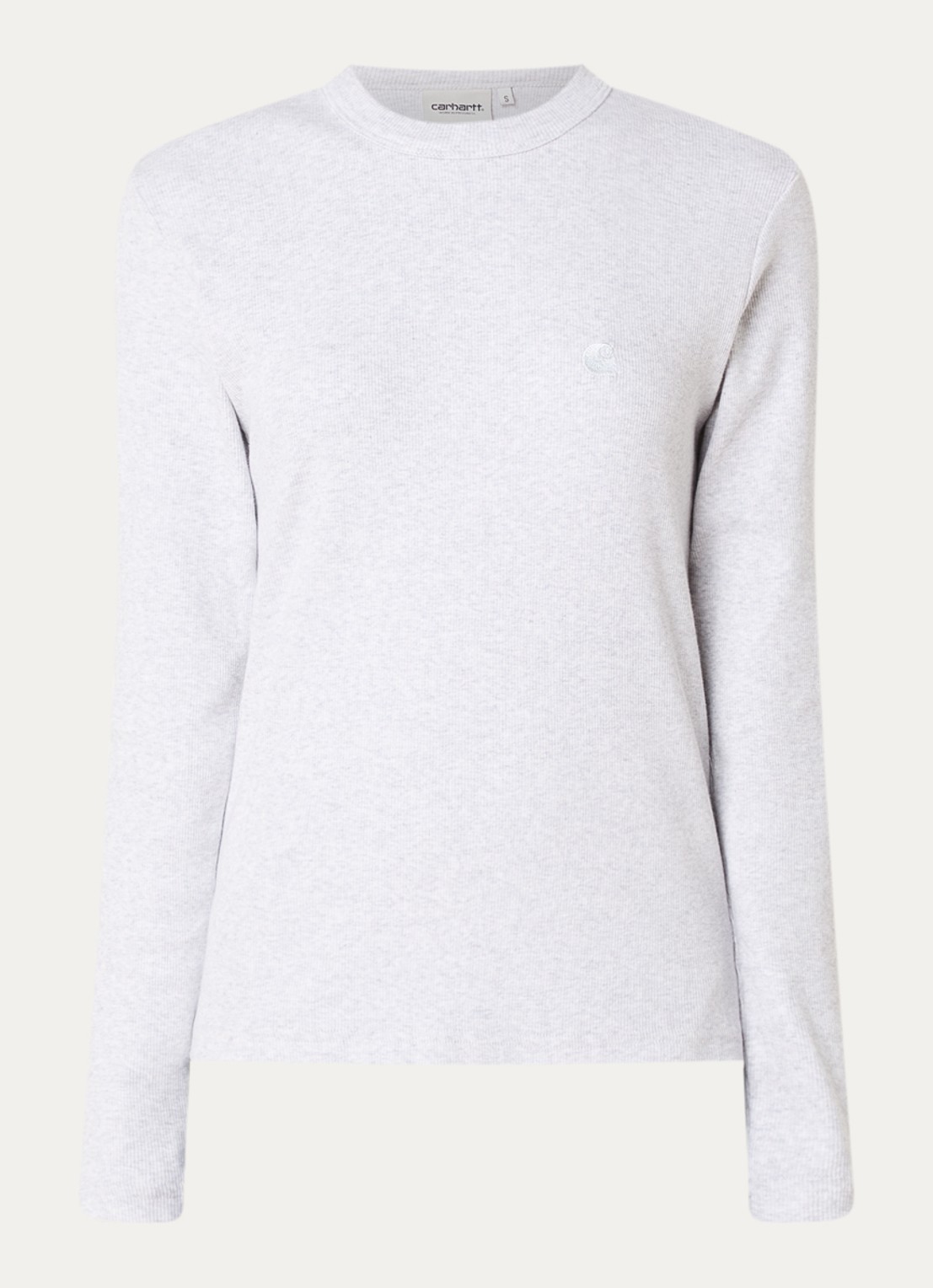 Carhartt WIP Philipa longsleeve met ribstructuur en logoborduring - voorkant 3 grijs