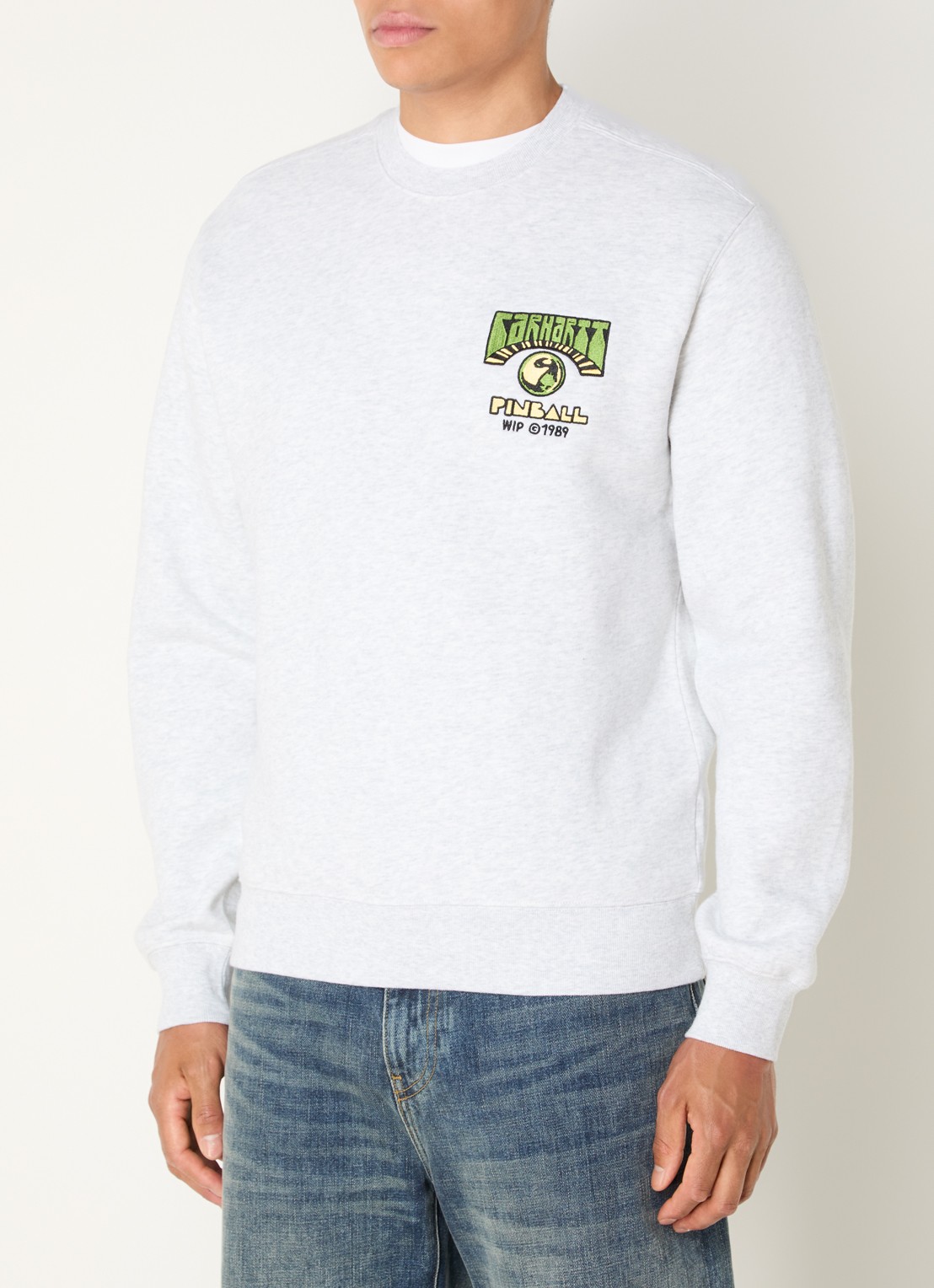 Carhartt WIP Pinball sweater met logoborduring - detail 2 grijs