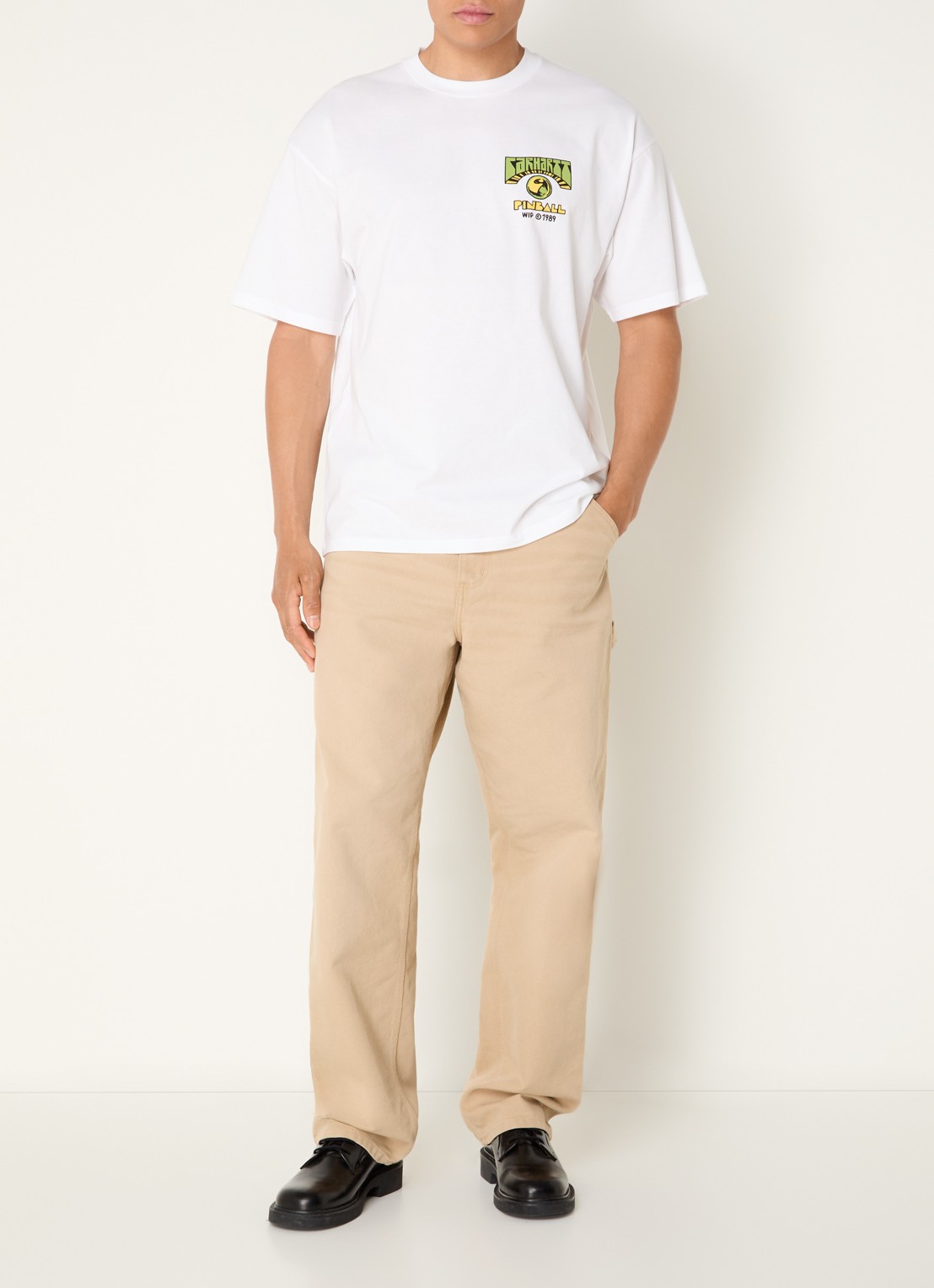 Carhartt WIP Pinball T-shirt met logoborduring - voorkant 4 wit