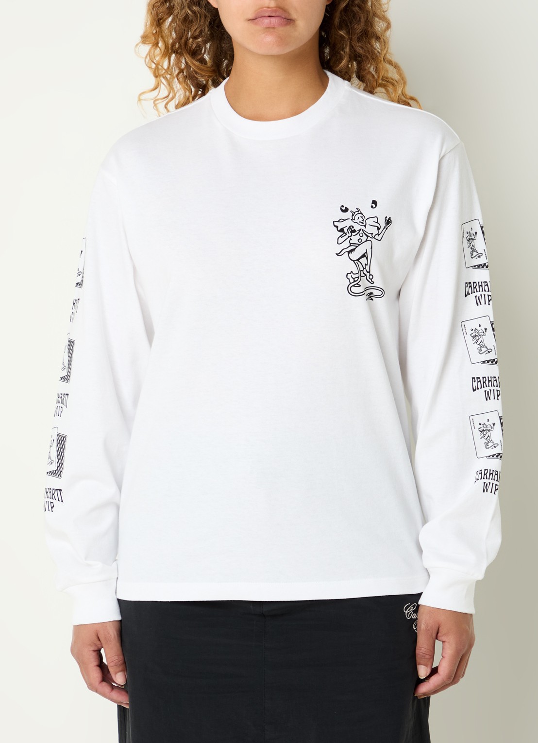 Carhartt WIP Playing Cards longsleeve met print - detail 4 wit