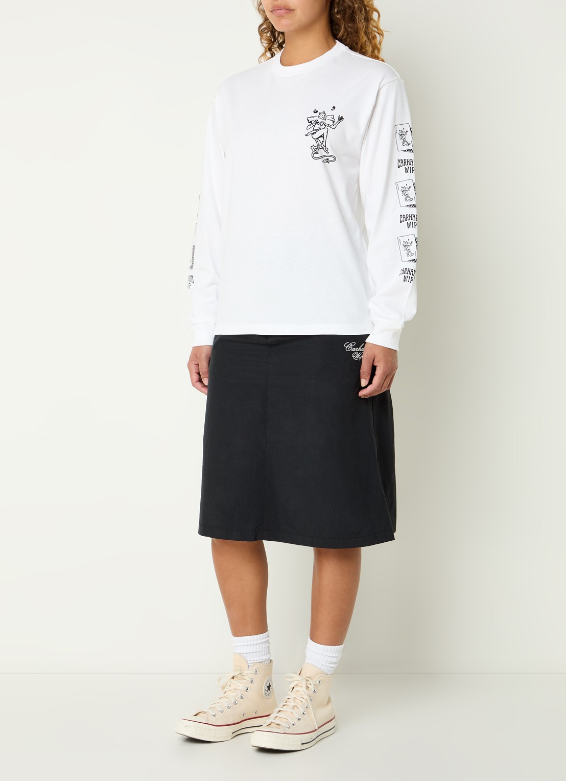 Carhartt WIP Playing Cards longsleeve met print - voorkant 3 wit