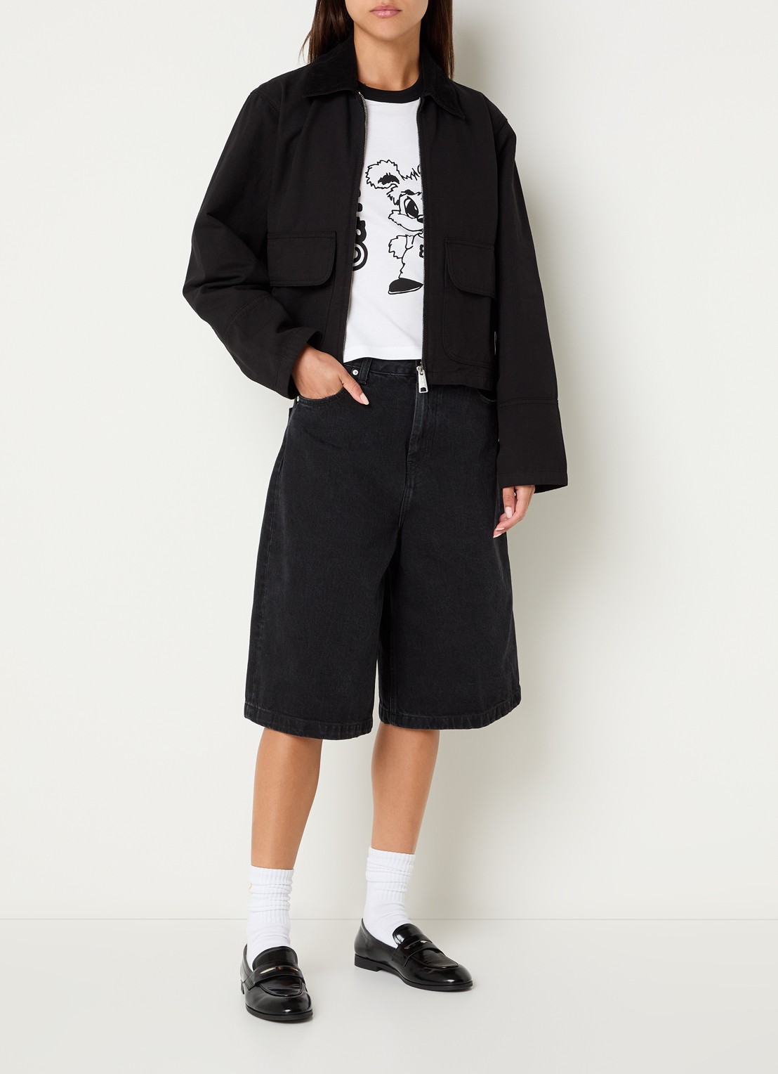 Carhartt WIP Prescott barn jack met klepzakken - voorkant 3 zwart