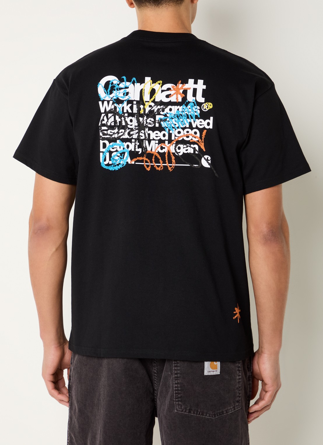 Carhartt WIP Primary T-shirt met logo- en backprint - detail zwart