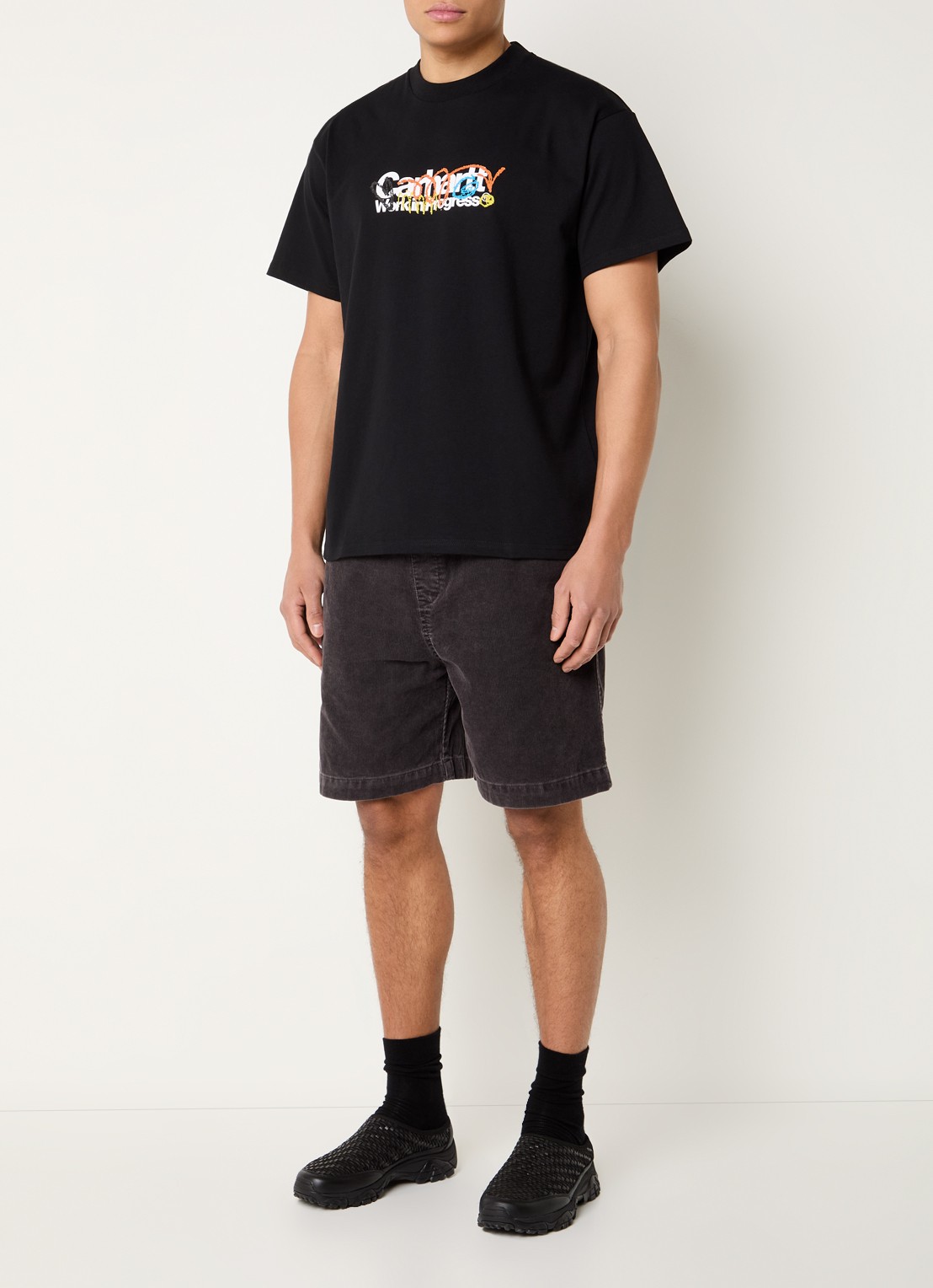 Carhartt WIP Primary T-shirt met logo- en backprint - voorkant 4 zwart