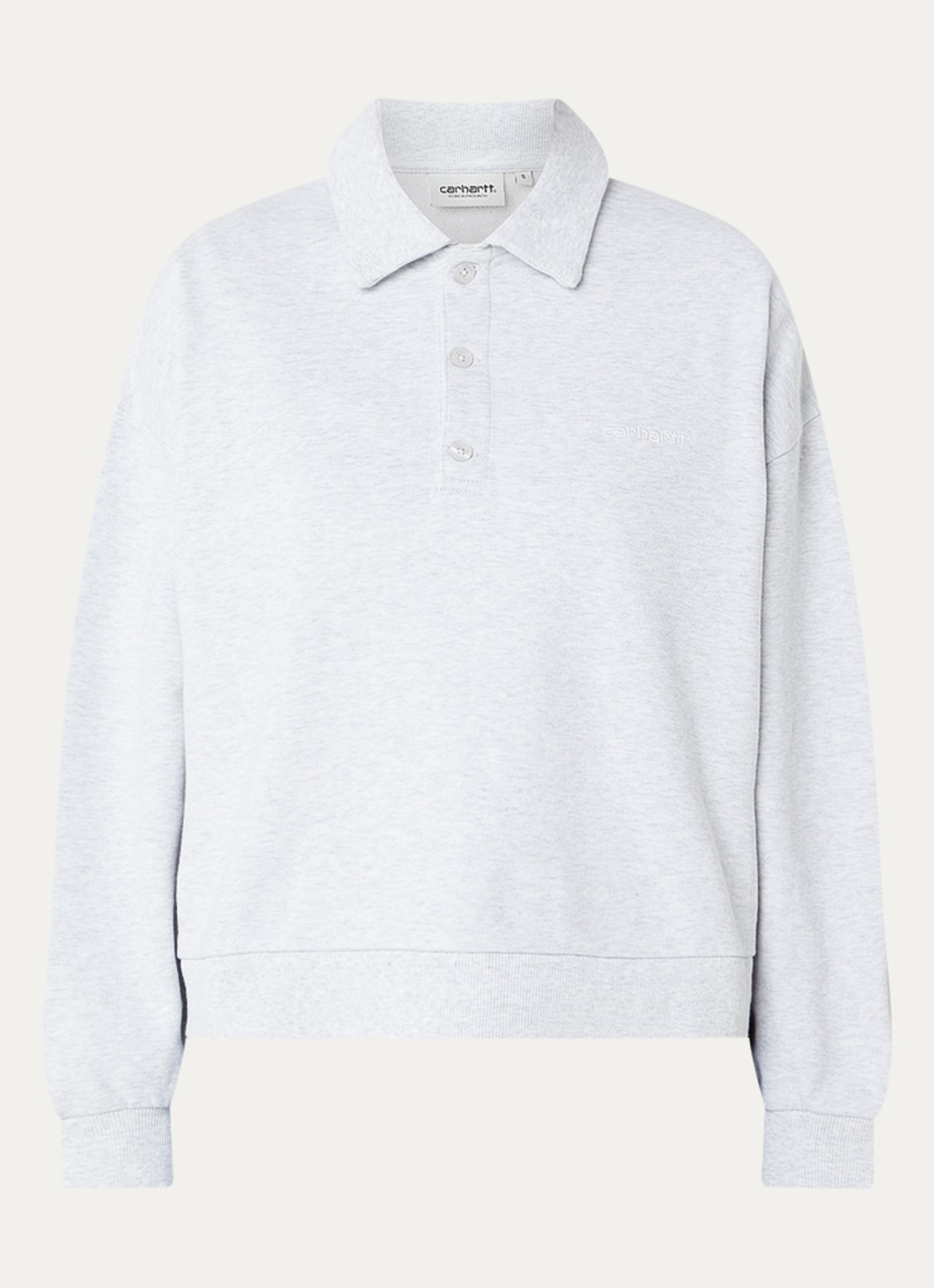 Carhartt WIP Regular fit polo met logo - voorkant 2 grijsmele