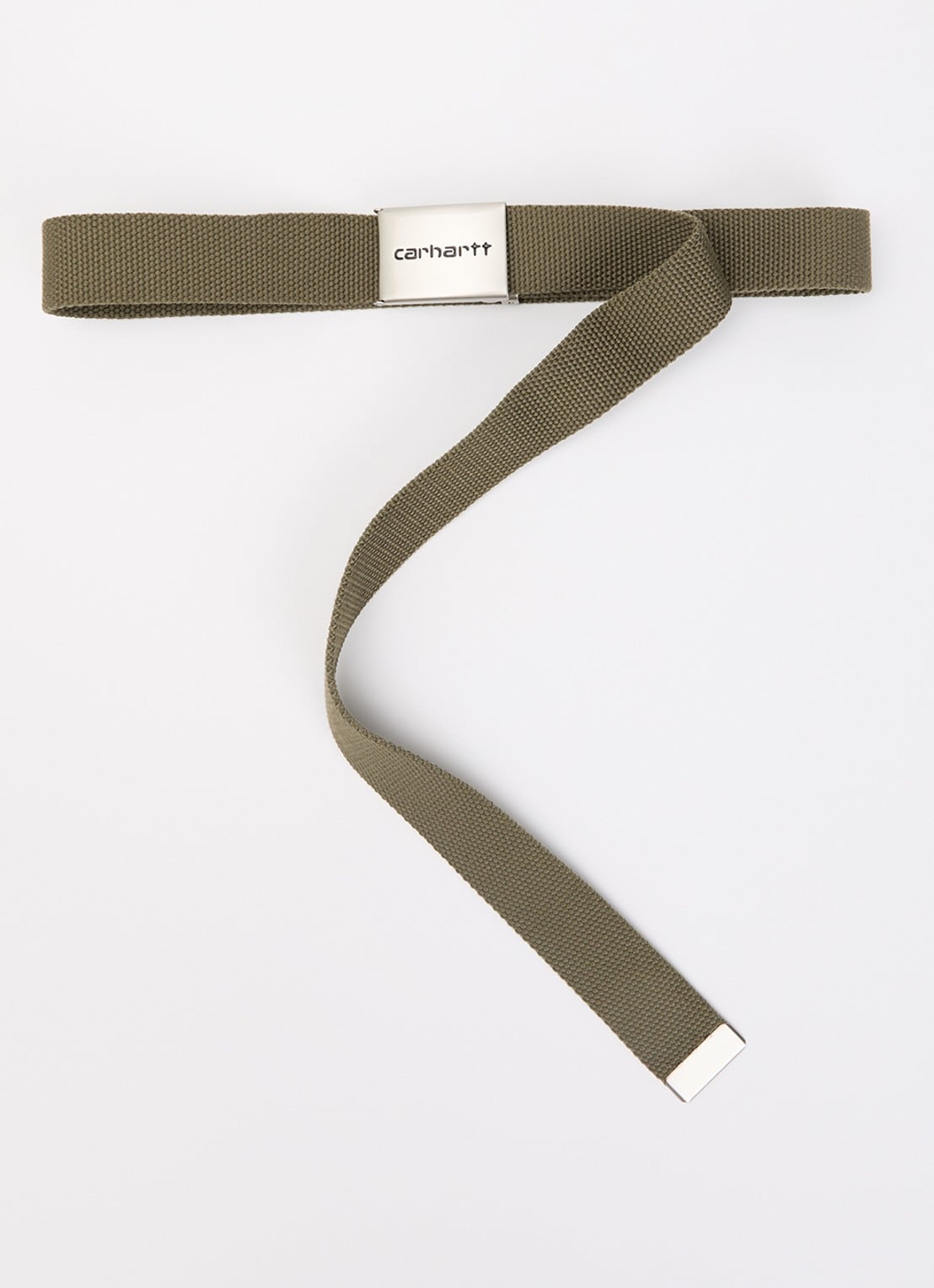 Carhartt WIP Riem met logo - voorkant mosgroen