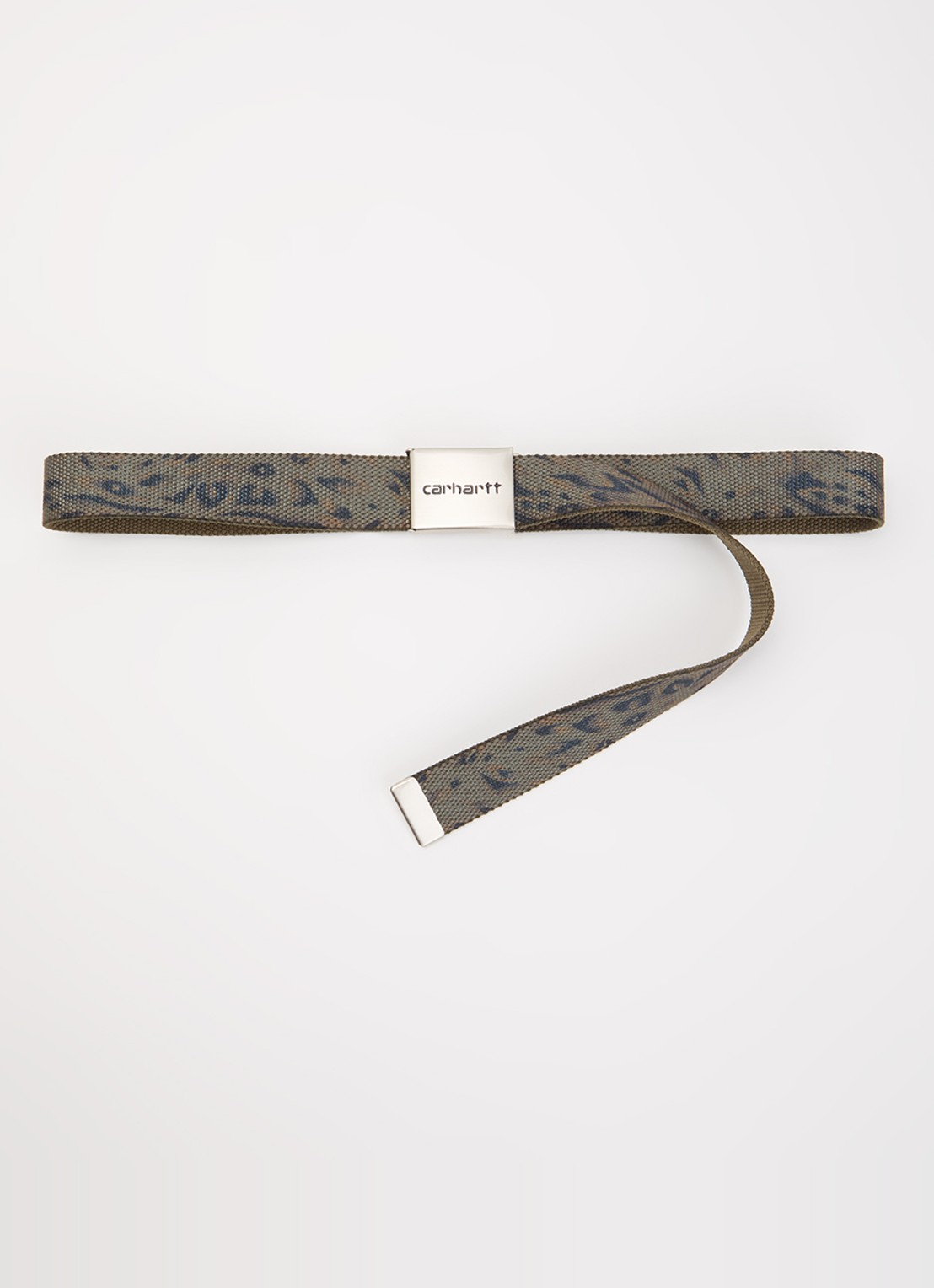 Carhartt WIP Riem met logo - voorkant beige
