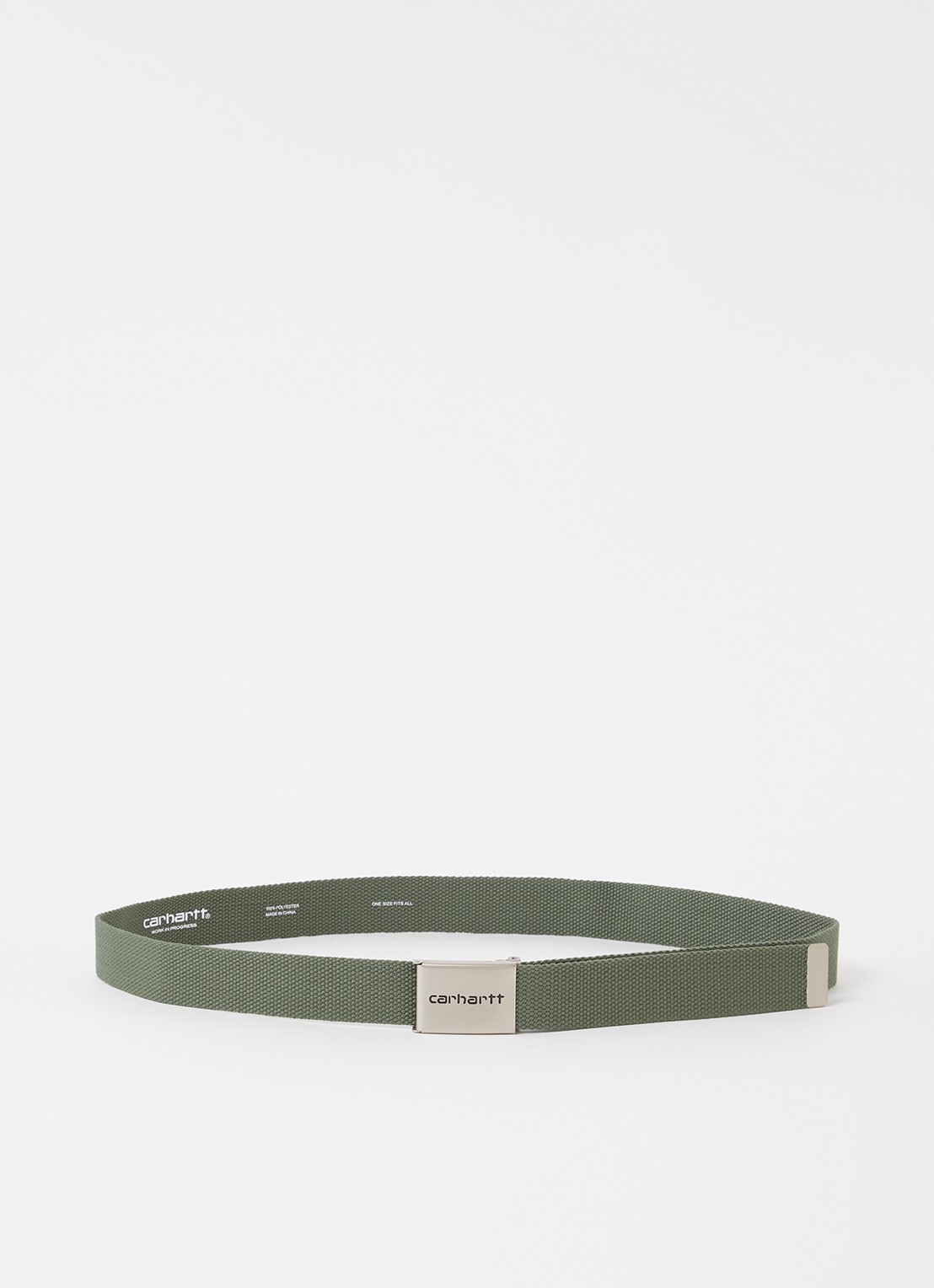 Carhartt WIP Riem met logo - voorkant bronsgroen