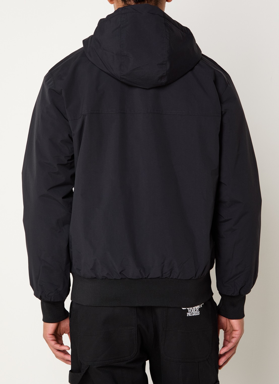 Carhartt WIP Sail windjack met capuchon en fleece voering - achterkant 4 zwart