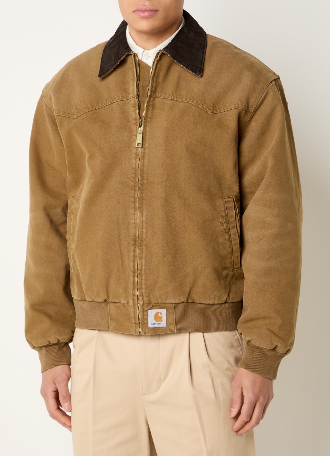 Carhartt WIP Santa bomberjack met details van corduroy - detail camel