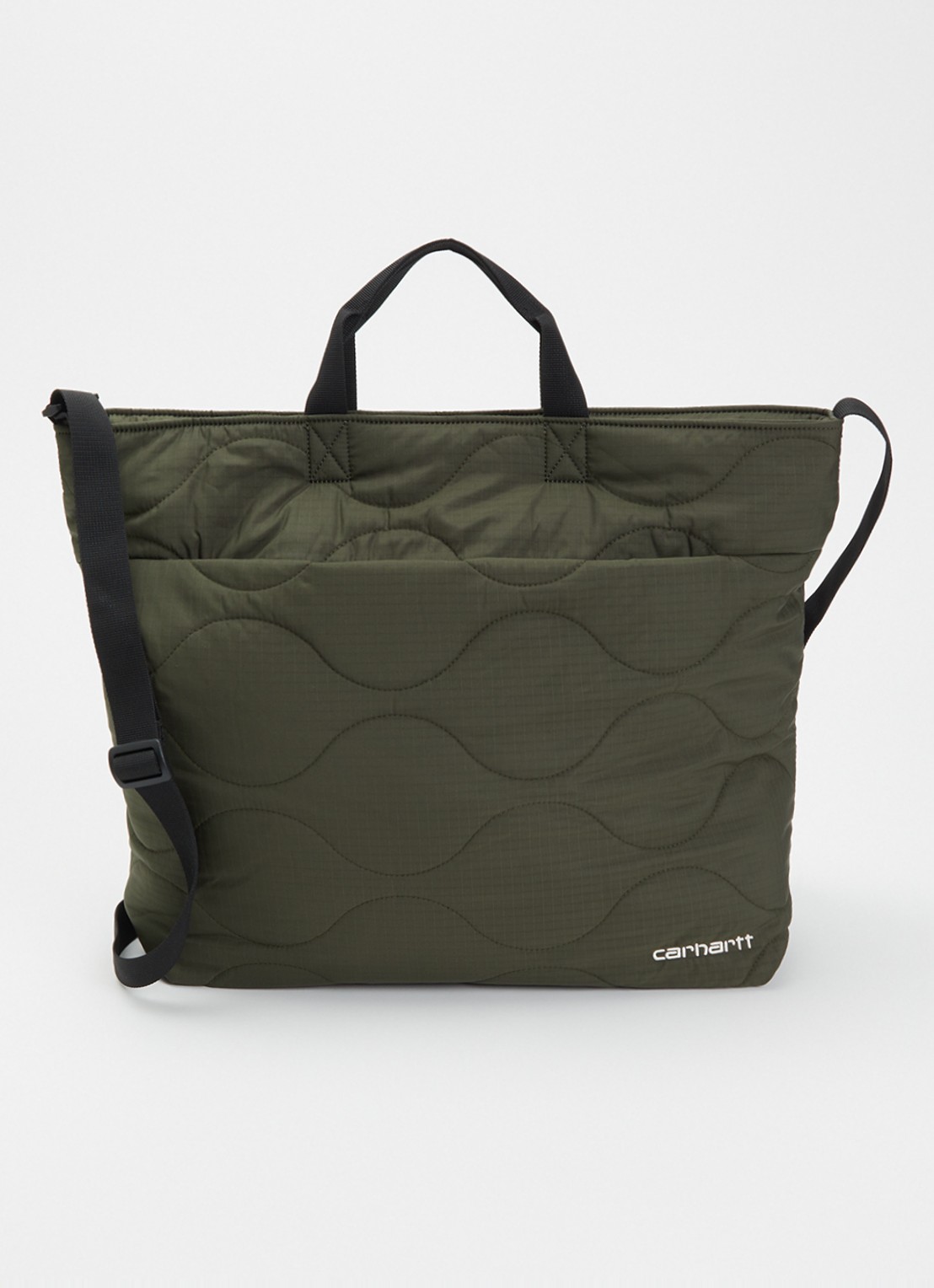 Carhartt WIP Skye shopper met logo en doorgestikte details - voorkant 5 legergroen
