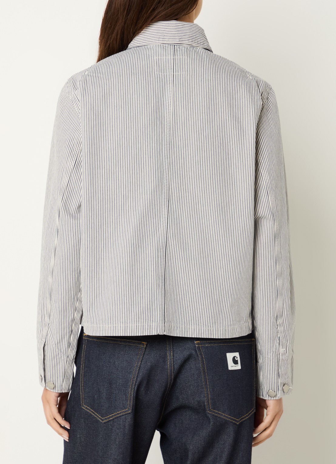 Carhartt WIP Spijkerjas met opgestikte zakken en streepprint - achterkant 2 wit