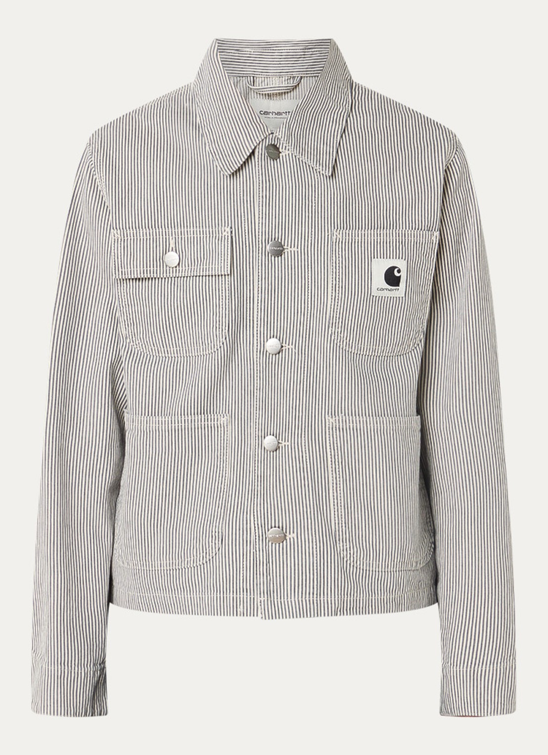 Carhartt WIP Spijkerjas met opgestikte zakken en streepprint - voorkant 3 wit