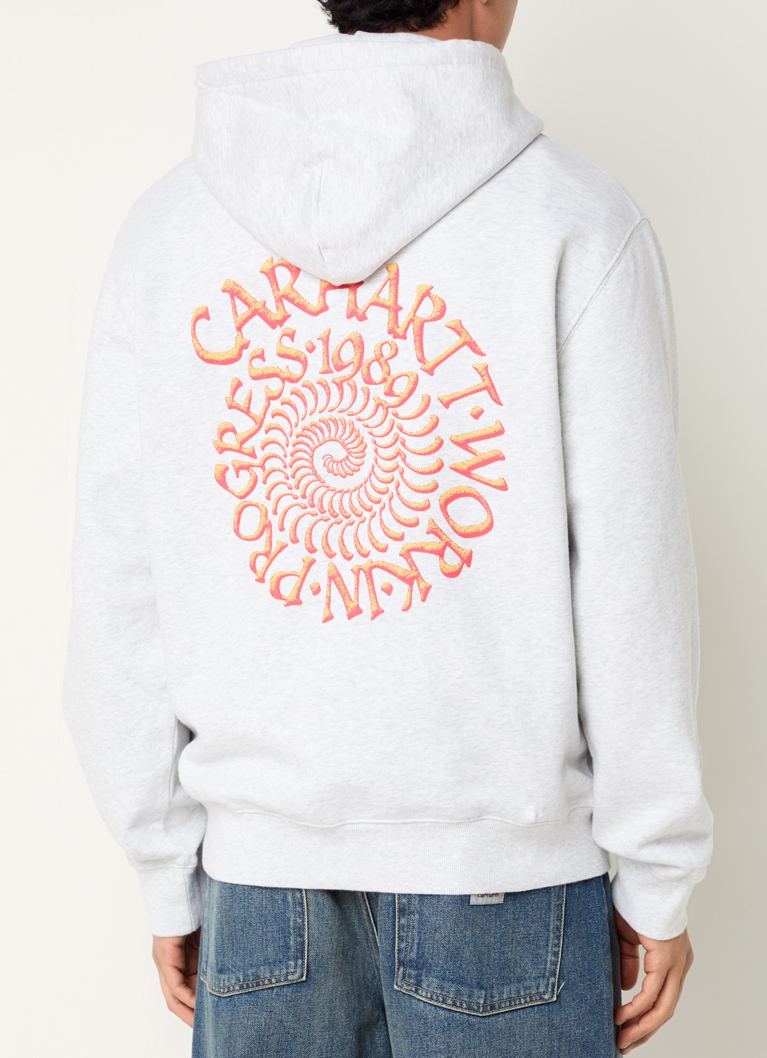 Carhartt WIP Spiral hoodie met logo- en backprint - detail grijsmele