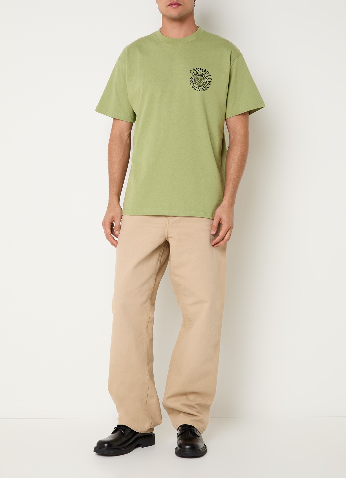 Carhartt WIP Spirals T-shirt met print - voorkant 2 lichtgroen