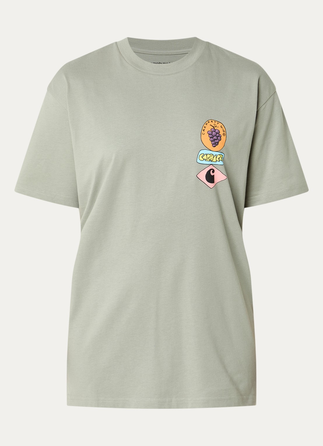 Carhartt WIP Stacked Grapes T-shirt met logo- en backprint  - voorkant 3 olijfgroen