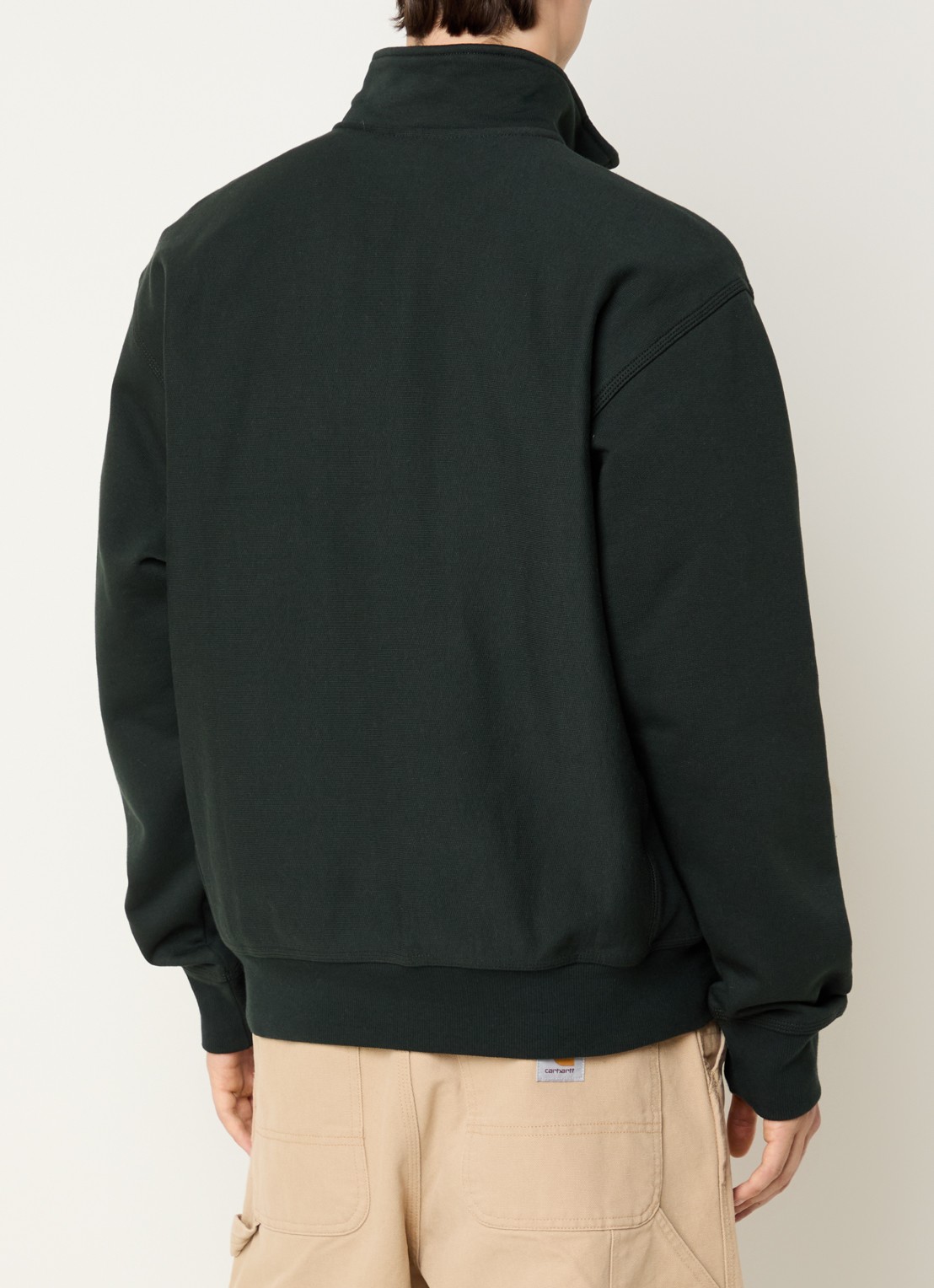 Carhartt WIP Sweater met halve rits en logoborduring - achterkant grijs