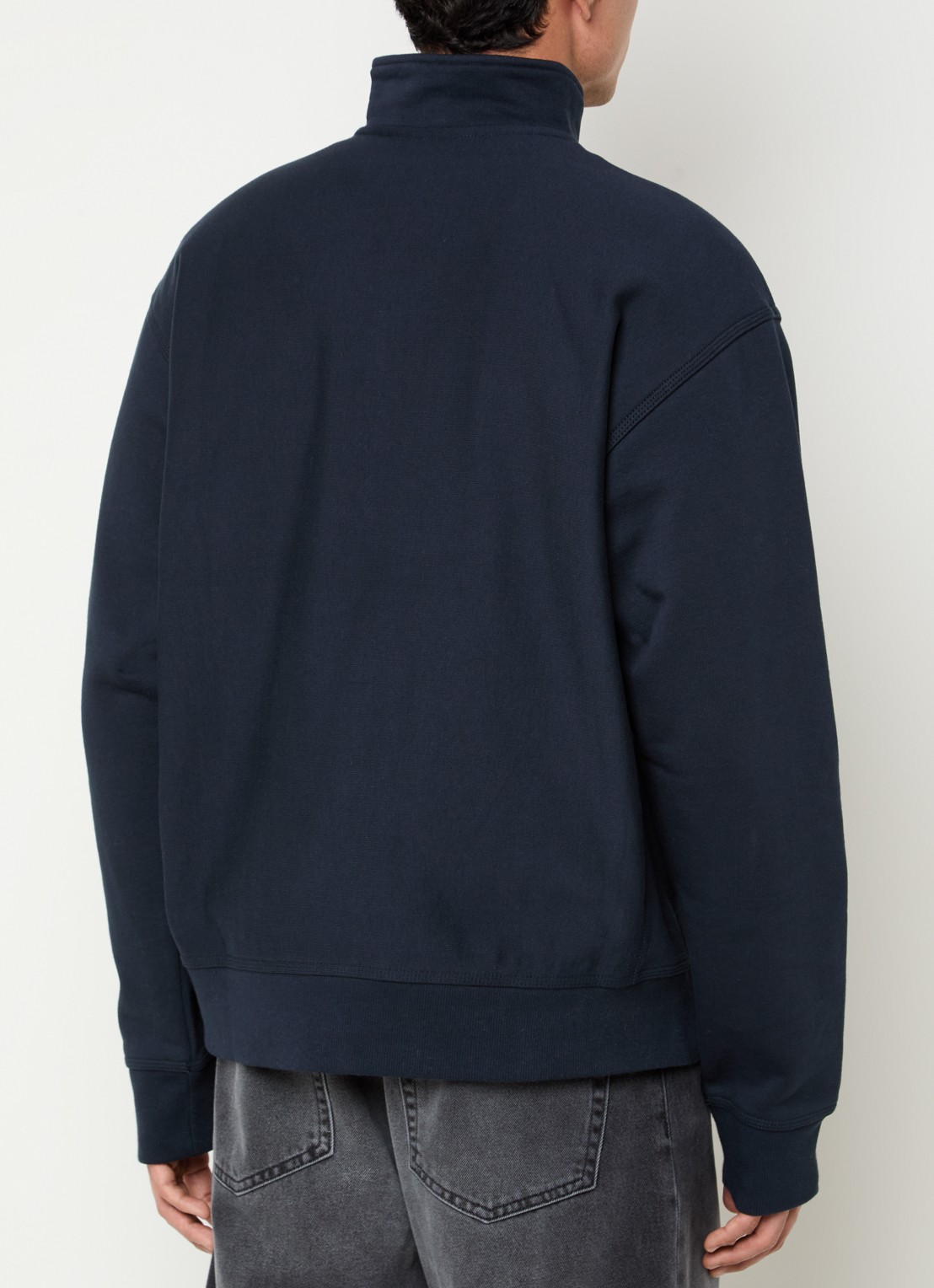 Carhartt WIP Sweater met logo en halve rits - achterkant donkerblauw