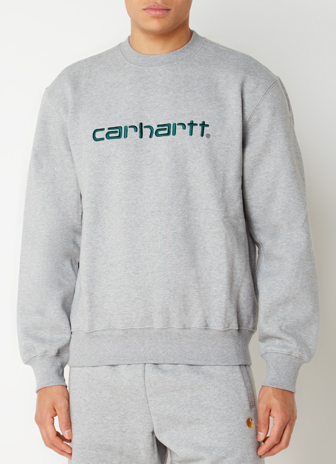 Carhartt WIP Sweater met logoborduring - detail 4 grijs