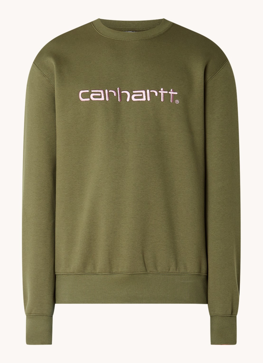 Carhartt WIP Sweater met logoborduring - voorkant 2 legergroen