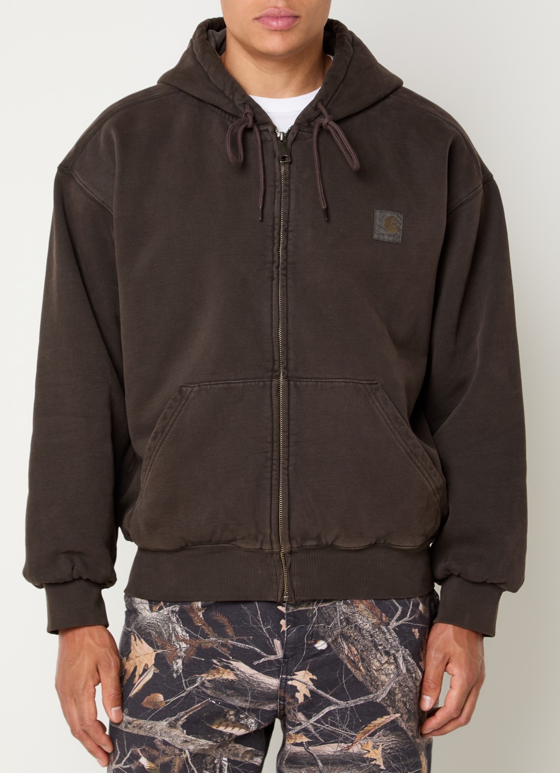 Carhartt WIP Sweatvest met logo en steekzakken - detail 2 donkerbruin