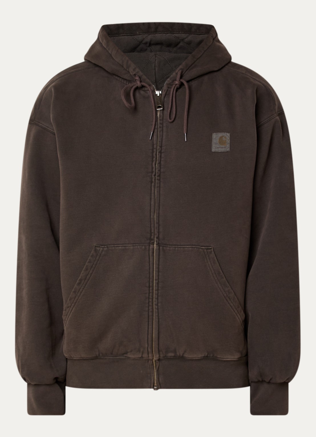 Carhartt WIP Sweatvest met logo en steekzakken - voorkant 4 donkerbruin