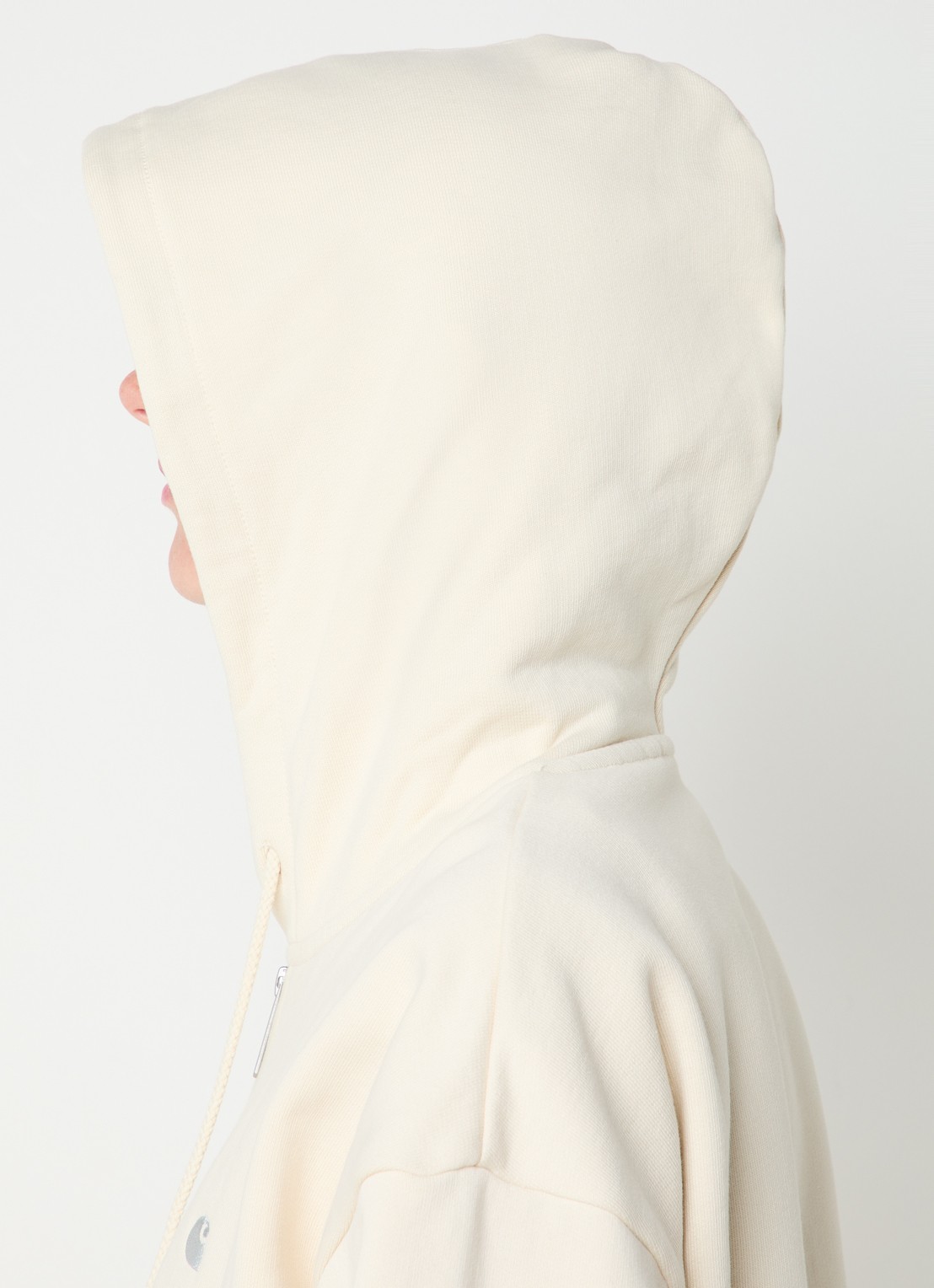 Carhartt WIP Sweatvest met logoborduring en capuchon - detail 3 creme