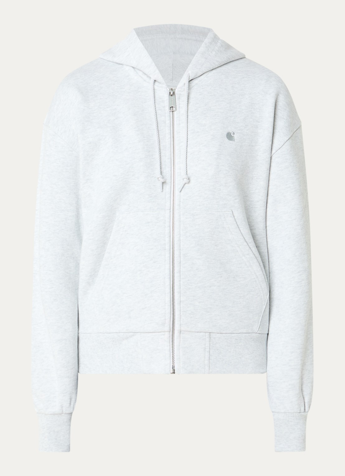 Carhartt WIP Sweatvest met logoborduring - voorkant 2 grijsmele