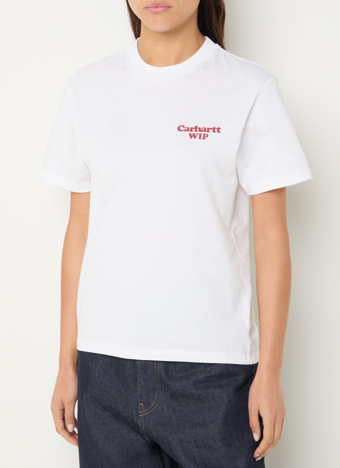 Carhartt WIP T-shirt met logo- en backprint - achterkant wit
