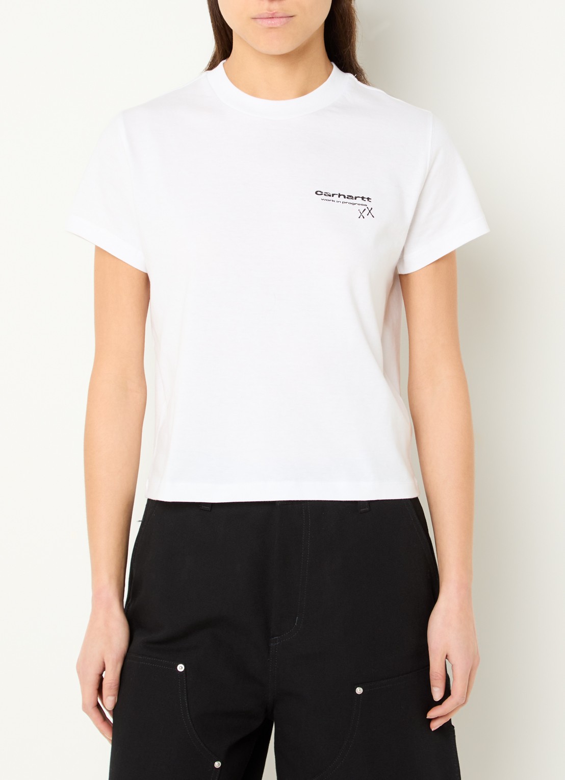 Carhartt WIP T-shirt met logo- en backprint - achterkant wit