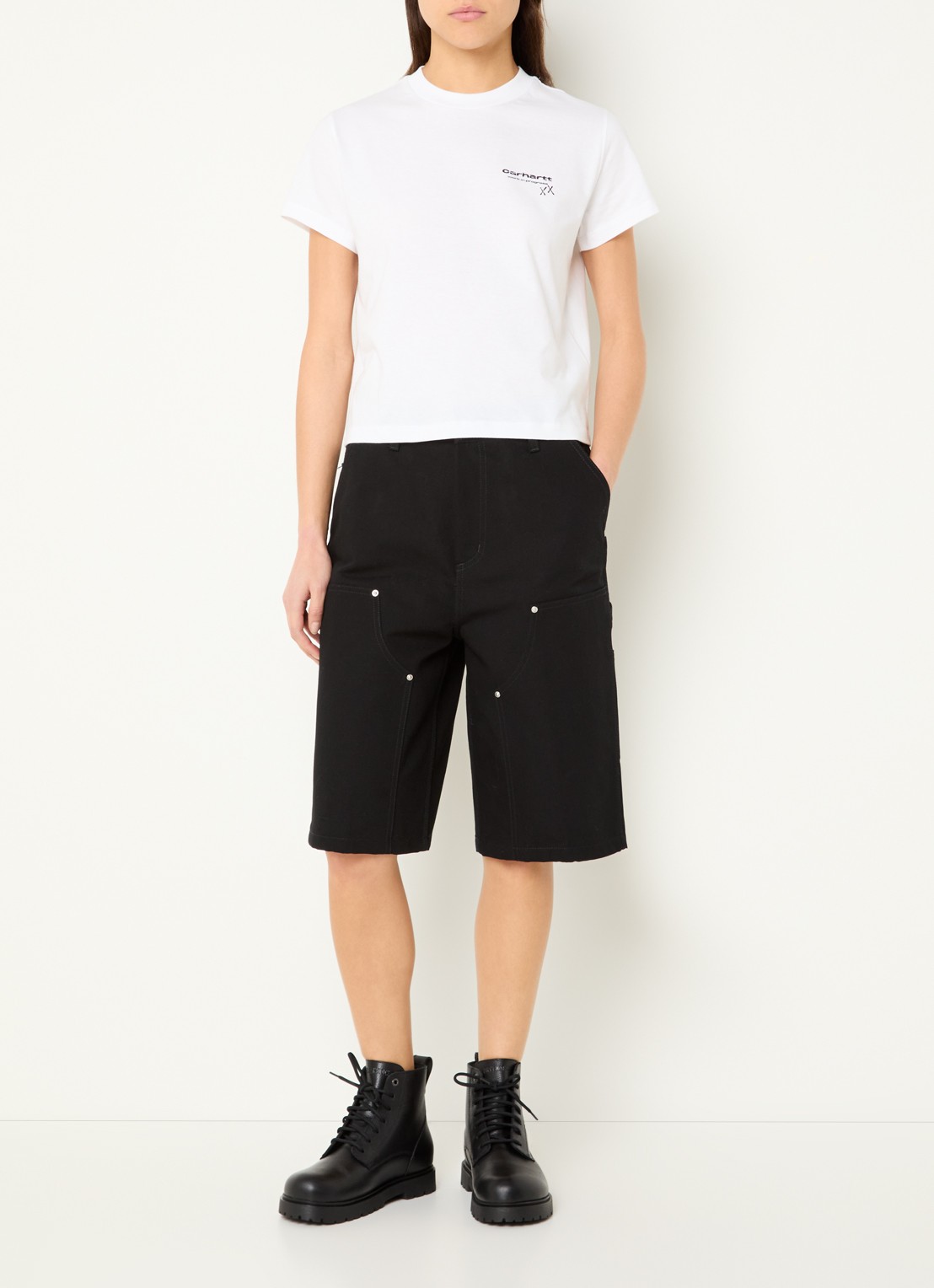 Carhartt WIP T-shirt met logo- en backprint - voorkant 3 wit