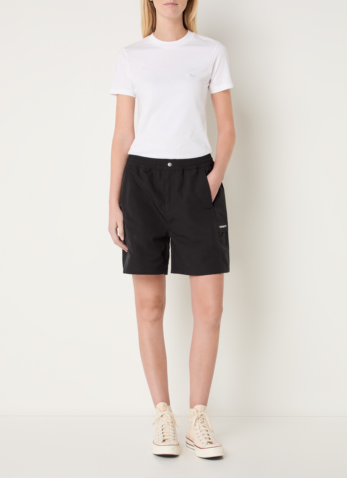 Carhartt WIP T-shirt met logo - voorkant 4 wit