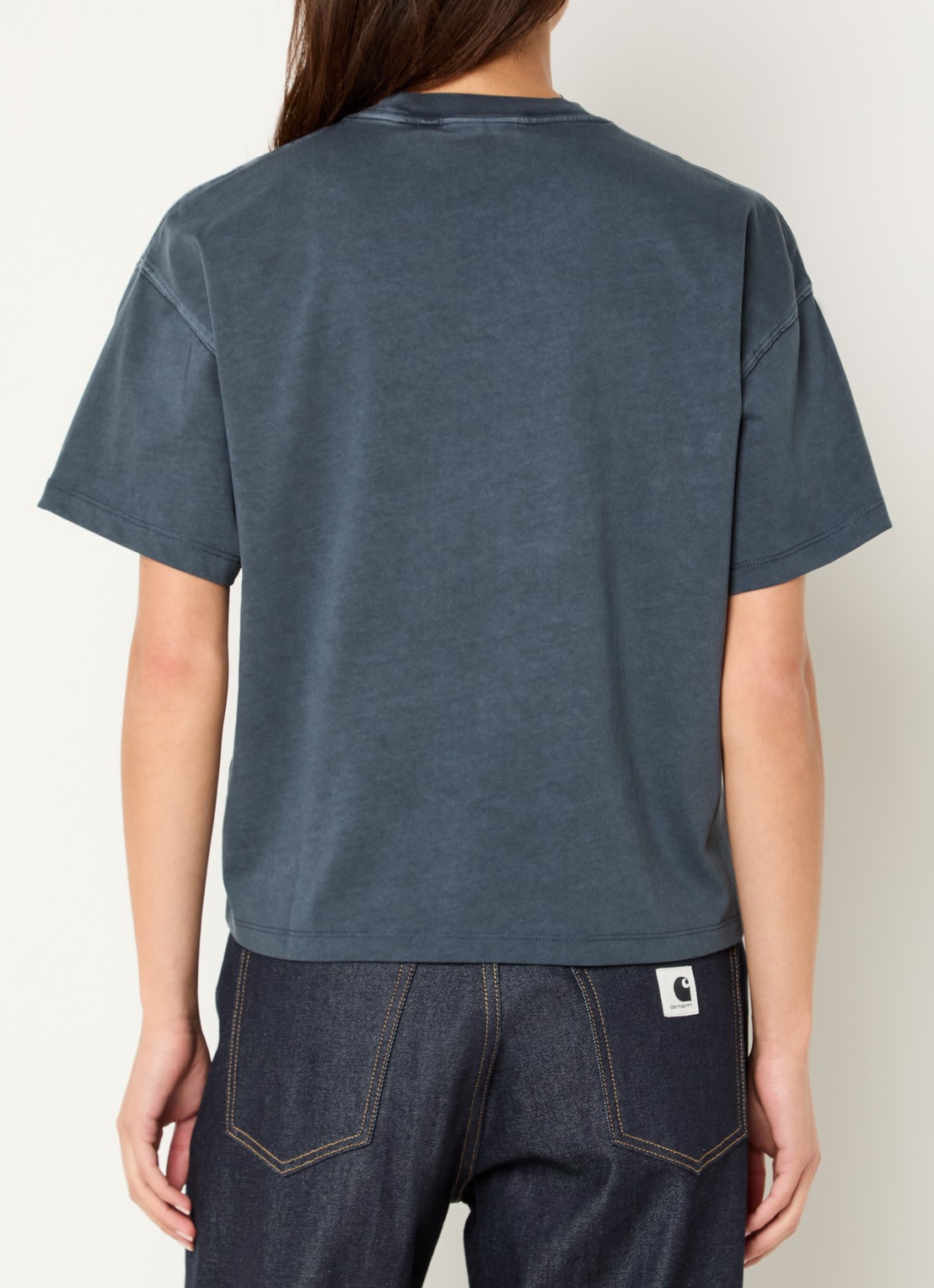 Carhartt WIP T-shirt met logoborduring - achterkant 3 antraciet