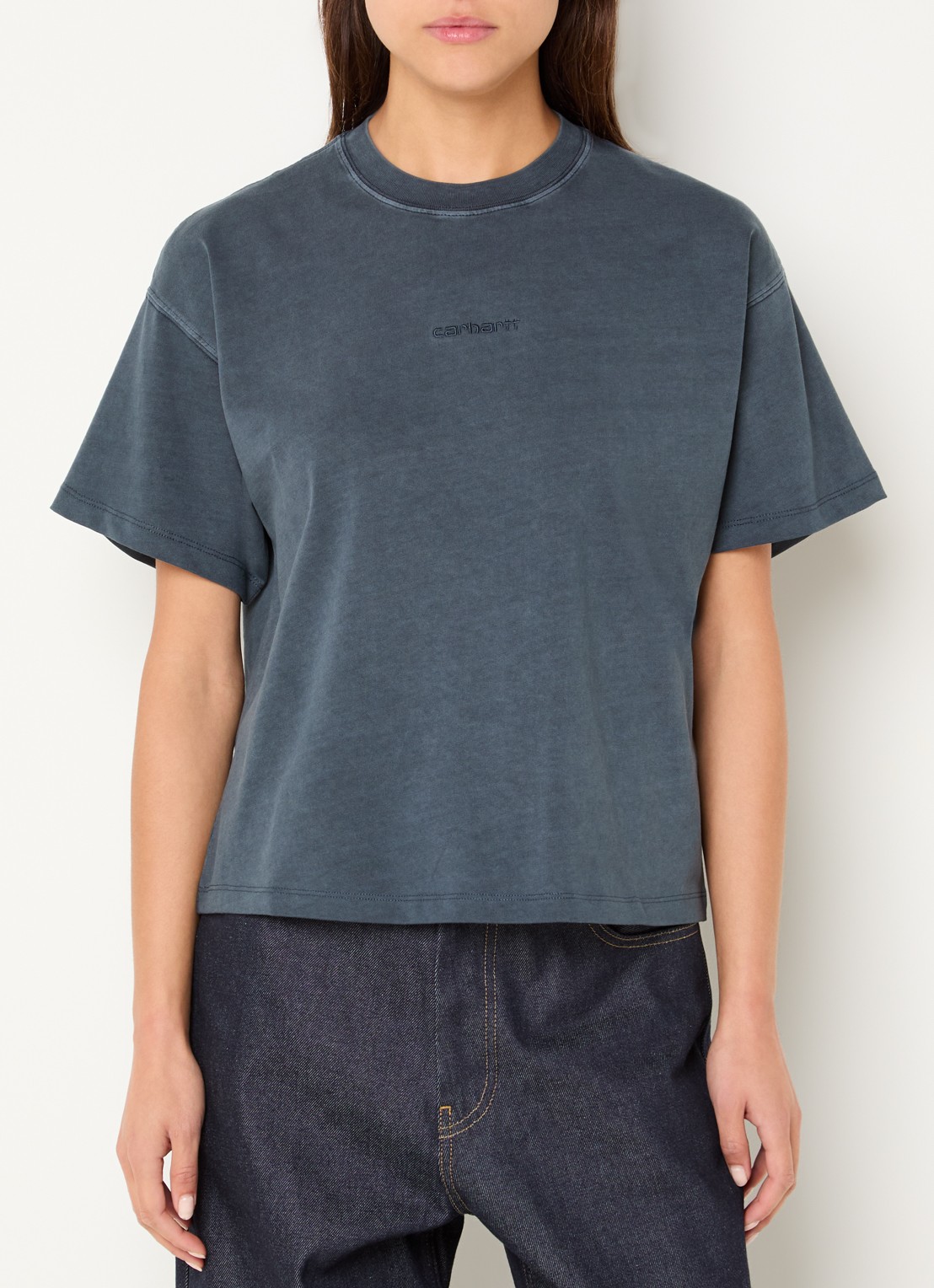 Carhartt WIP T-shirt met logoborduring - detail 4 antraciet