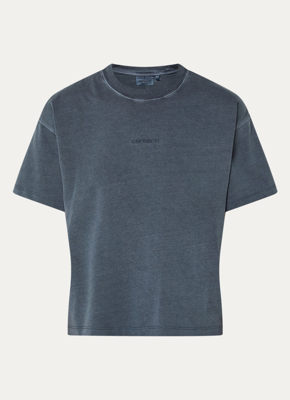 Carhartt WIP T-shirt met logoborduring - voorkant antraciet