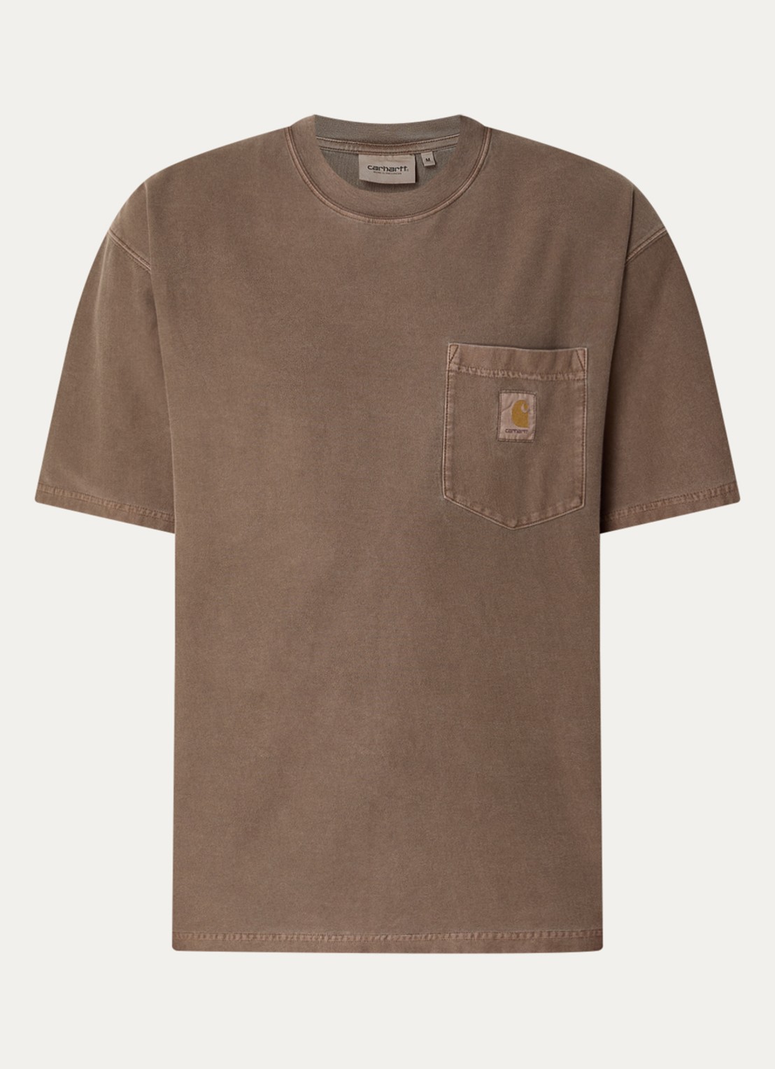 Carhartt WIP T-shirt met logoborduring - voorkant 2 bruin