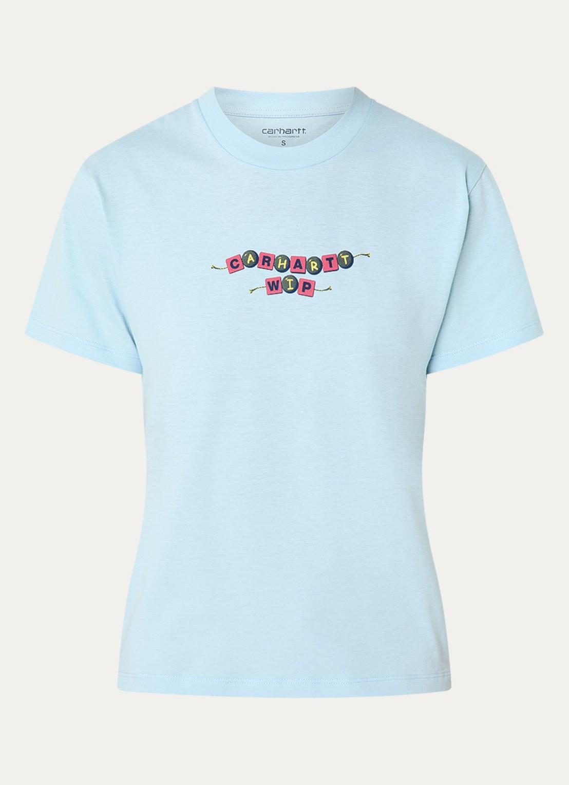 Carhartt WIP T-shirt met logoprint - voorkant 2 lichtblauw