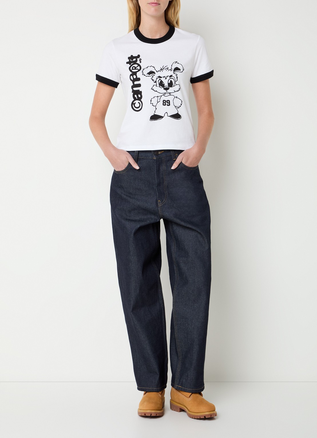 Carhartt WIP T-shirt met logoprint - voorkant 4 wit