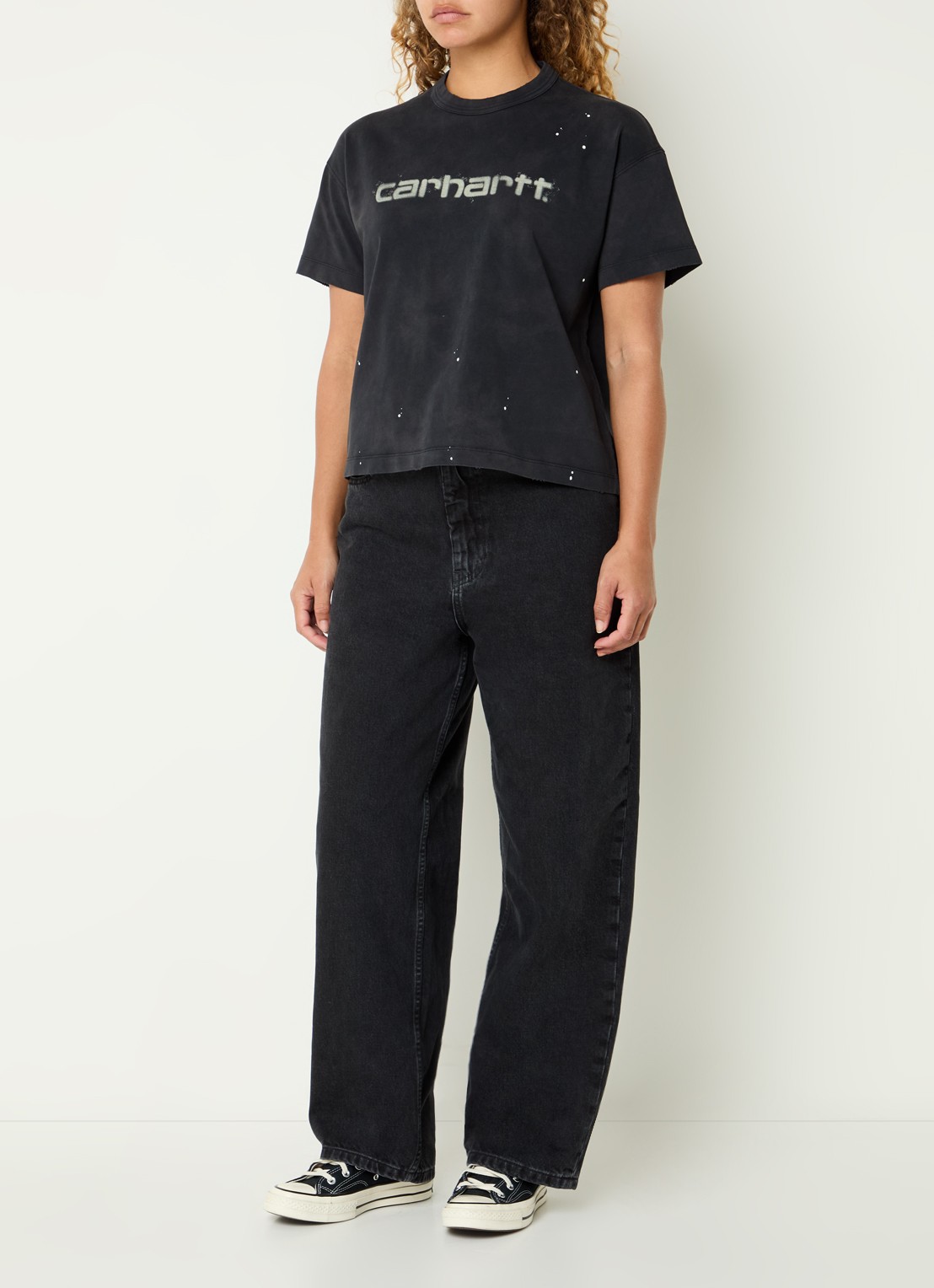 Carhartt WIP T-shirt met logoprint - voorkant 4 zwart