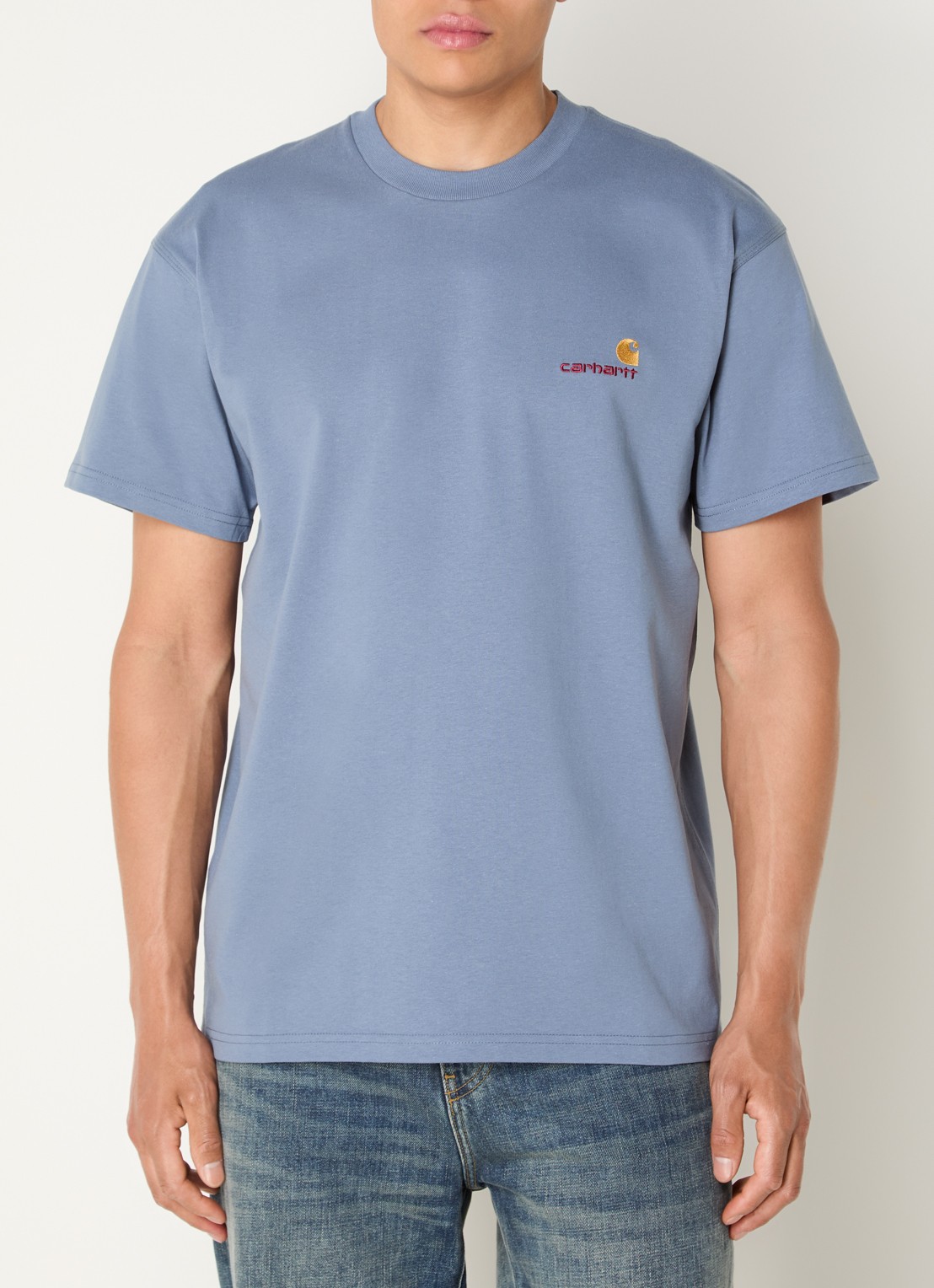 Carhartt WIP T-shirt van  katoen met logoborduring - detail 2 blauw