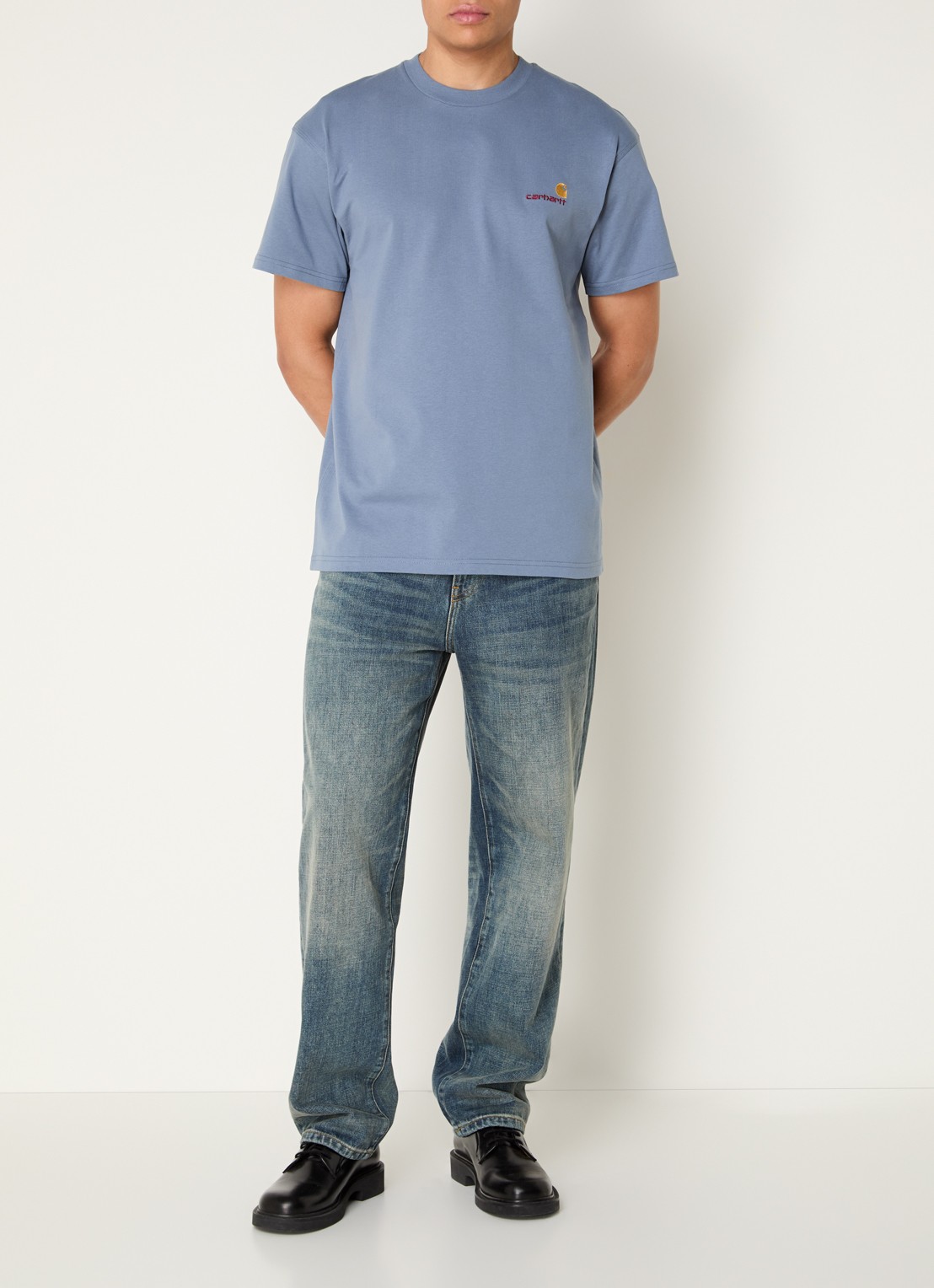 Carhartt WIP T-shirt van  katoen met logoborduring - voorkant 4 blauw