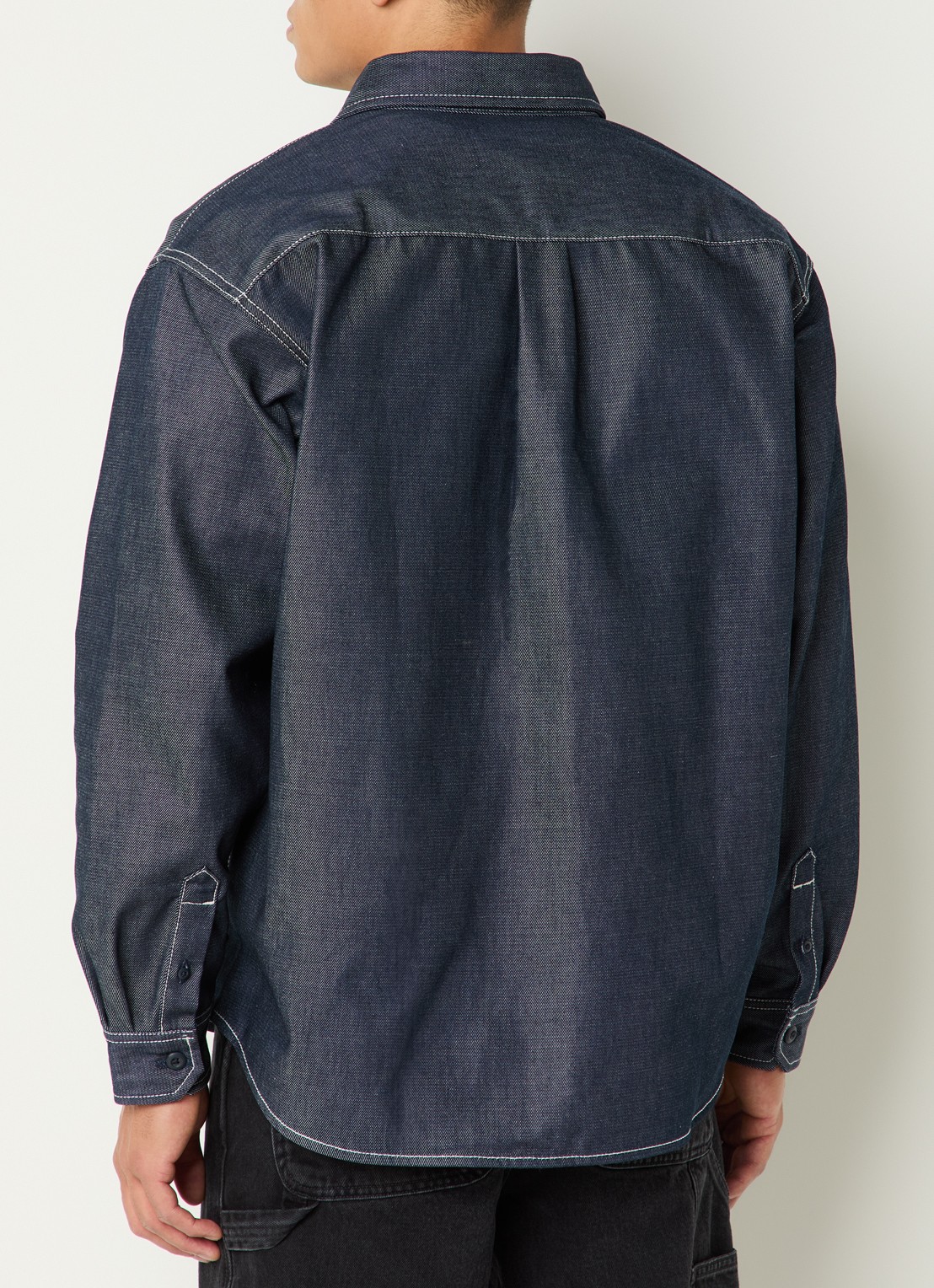 Carhartt WIP Tigan regular fit overshirt met borstzak en logo - achterkant 4 indigo