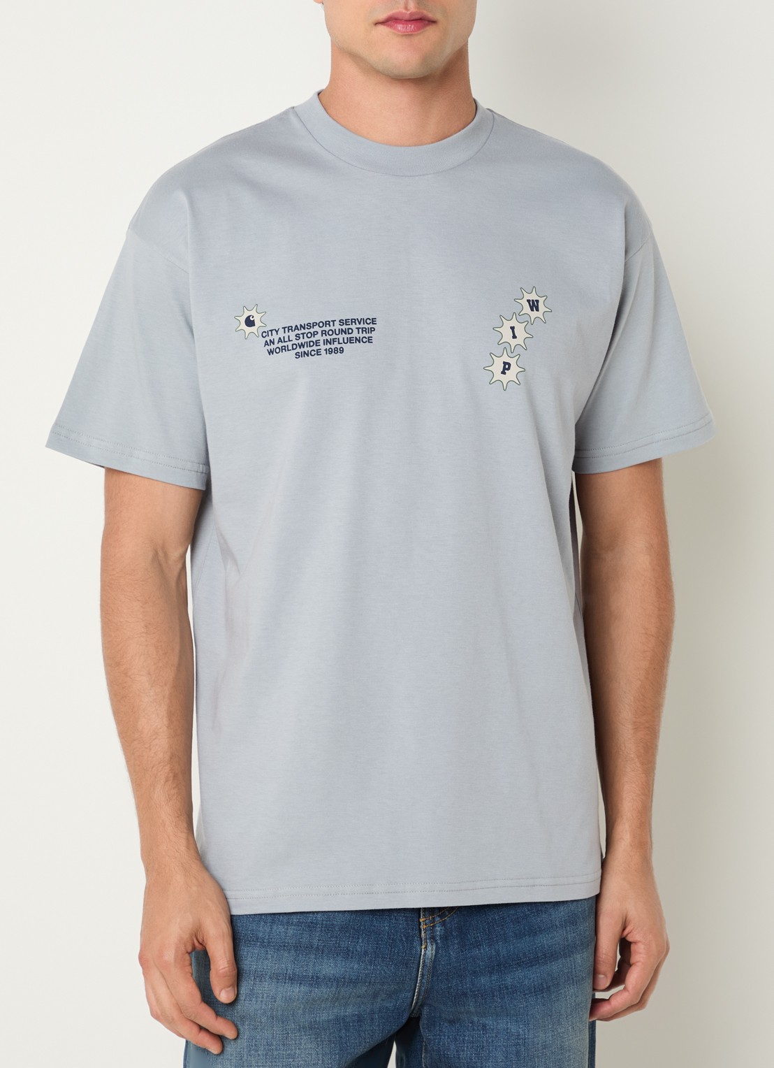 Carhartt WIP Trip T-shirt met logoprint- en backprint - achterkant 4 lichtgrijs