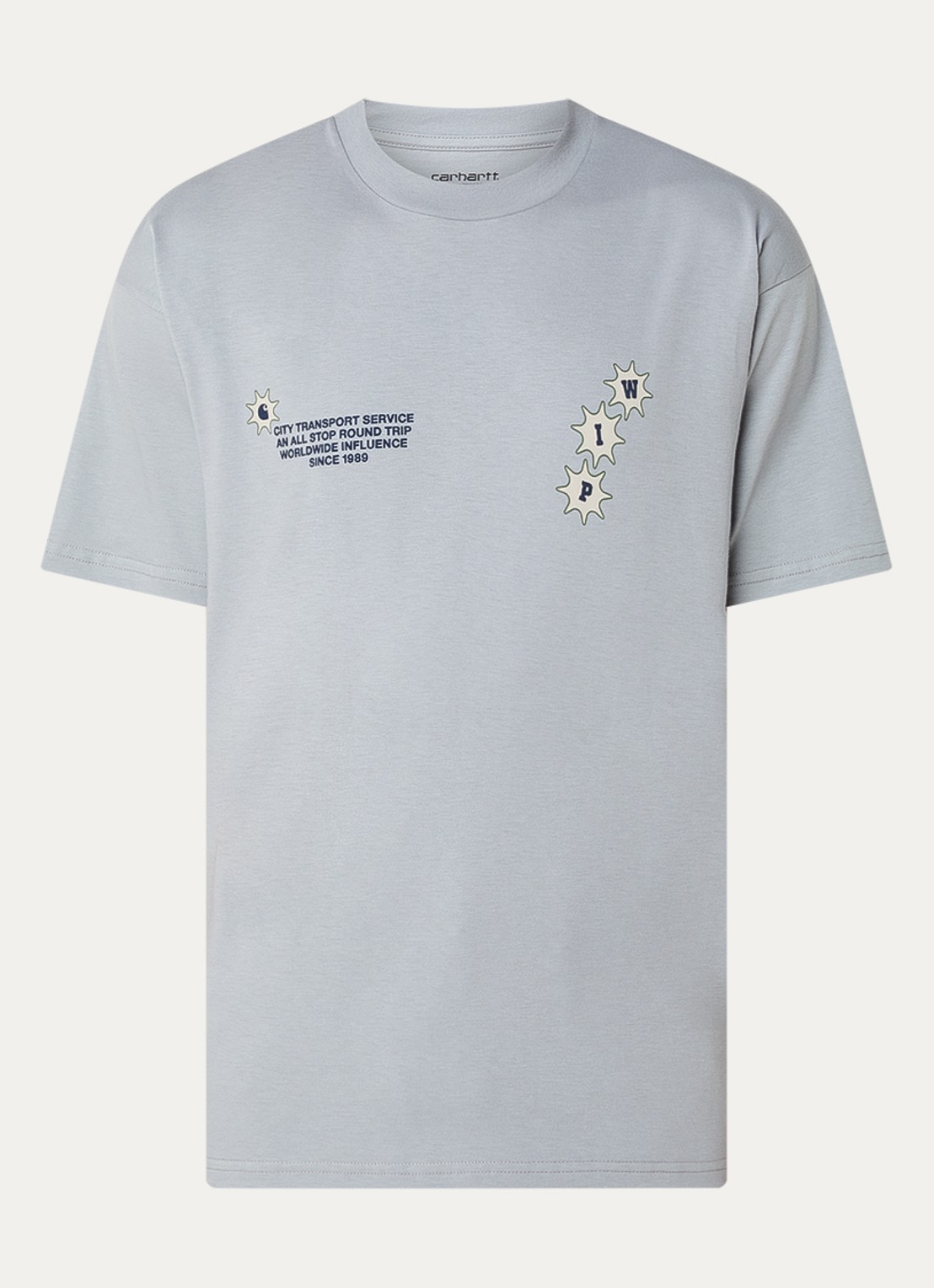 Carhartt WIP Trip T-shirt met logoprint- en backprint - voorkant lichtgrijs
