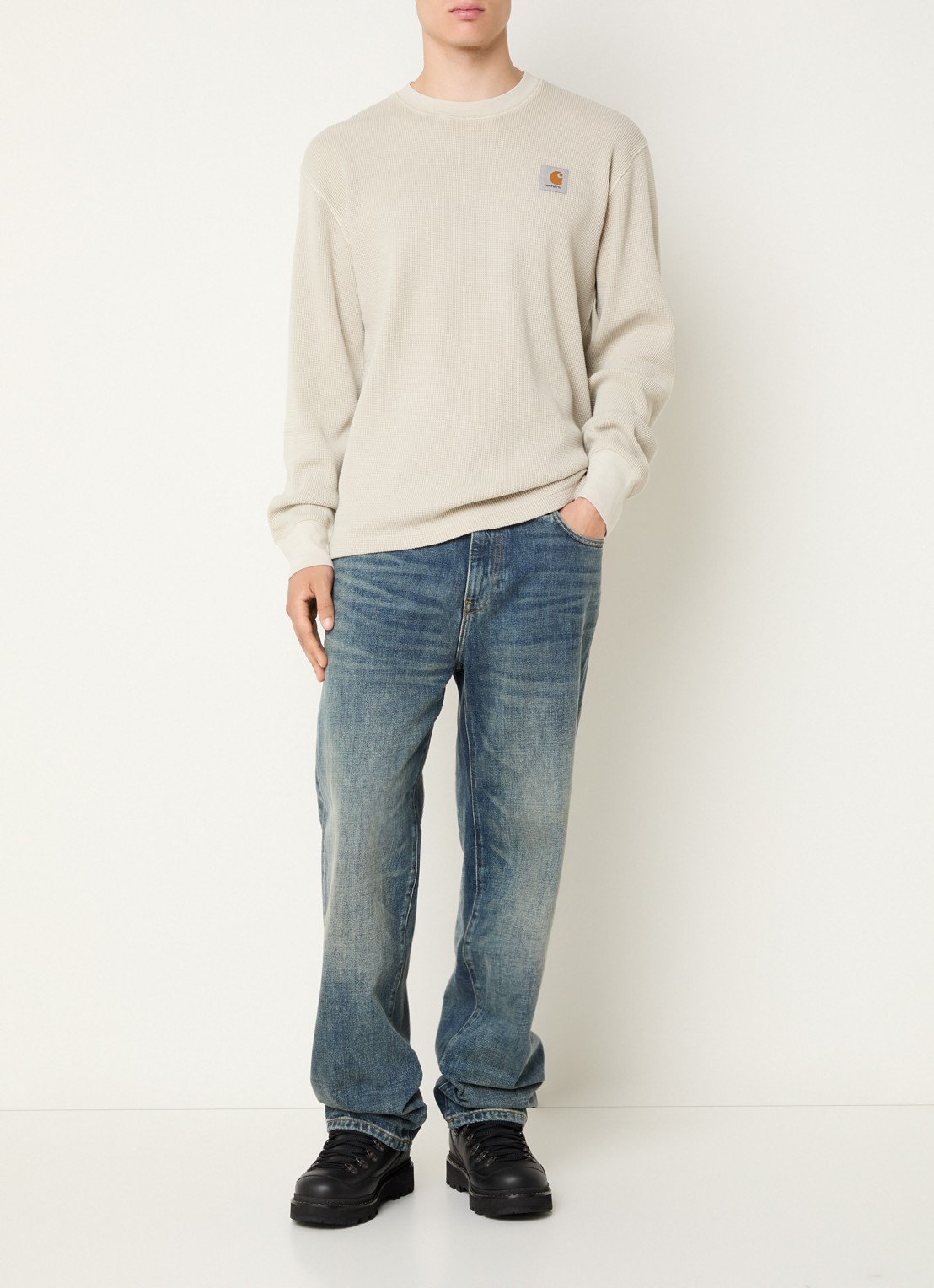Carhartt WIP Vista sweater met logoborduring - voorkant 4 gebroken wit