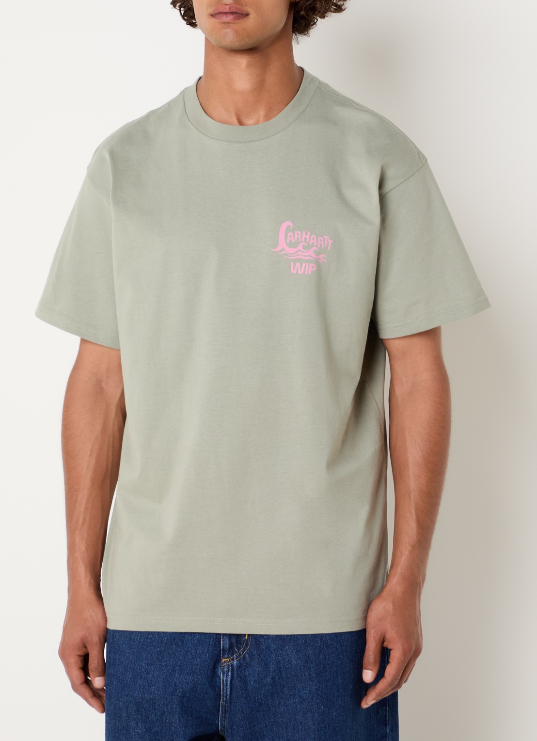 Carhartt WIP Waves T-shirt met logo- en backprint - achterkant 4 lindegroen
