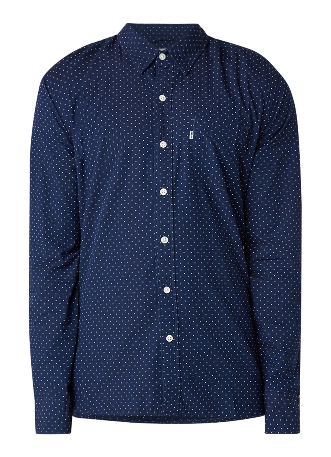Carlton regular fit overhemd met stippendessin - voorkant donkerblauw