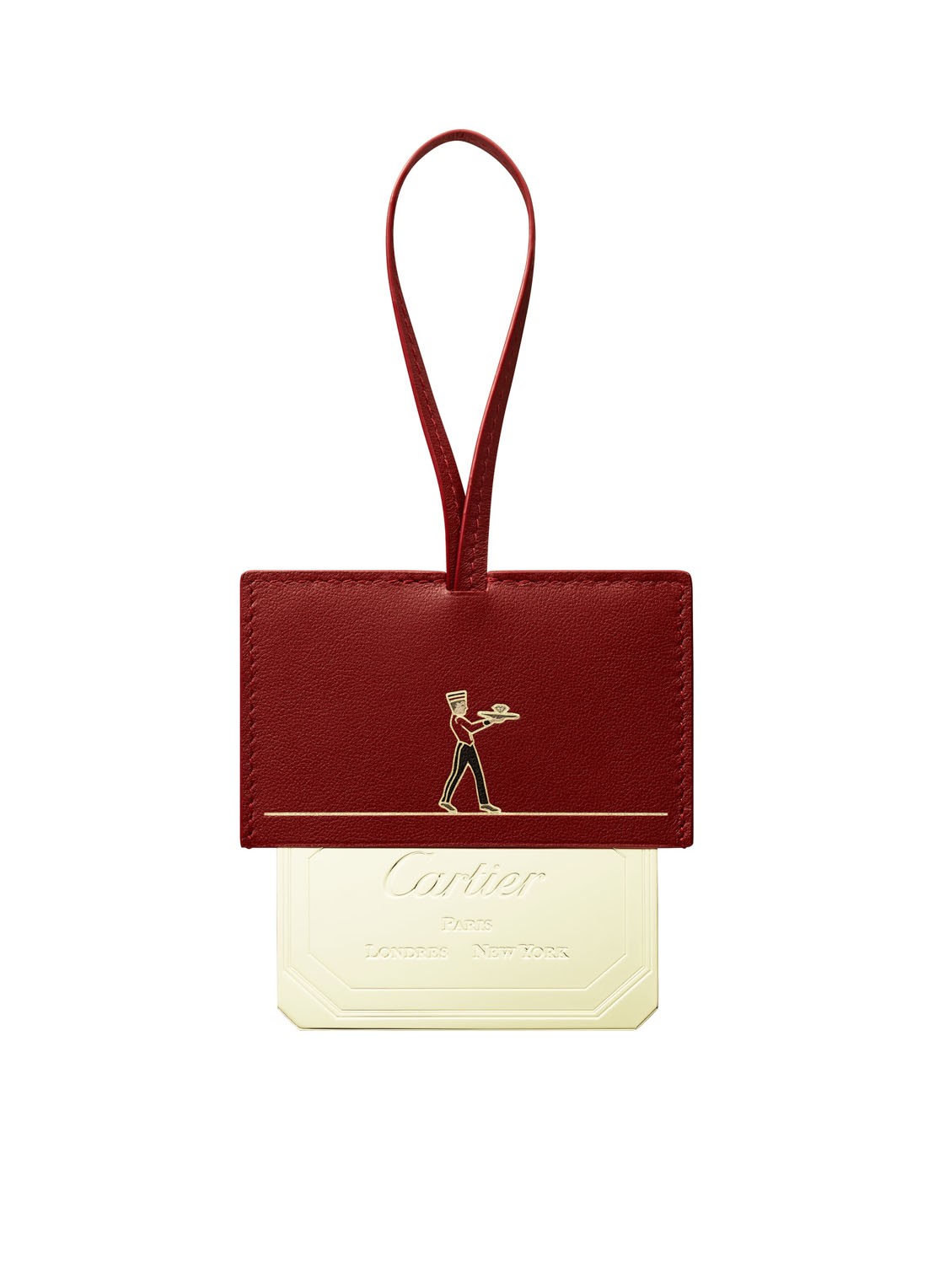 Cartier Diabolo de Cartier spiegel tas bedel van kalfsleer CROG000671 - voorkant 2 steenrood